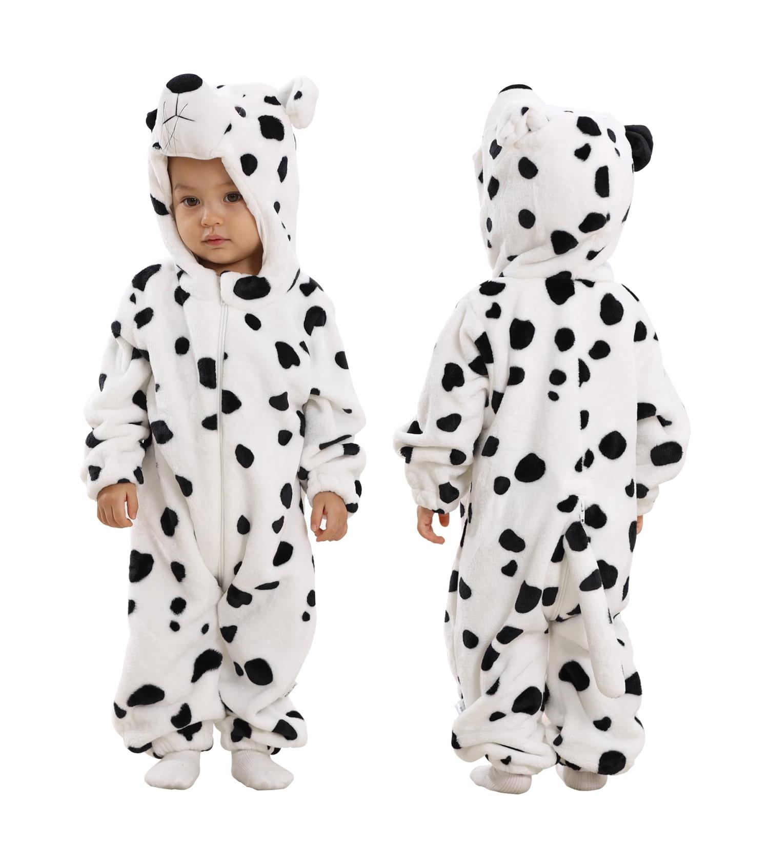 Doladola Unisex Baby Toddler Romper Jumpsuit | Hooded Cartoon Sleepsuit | 12-18 Months | Snow Leopard Print - Buy Online on SooperMarket.com