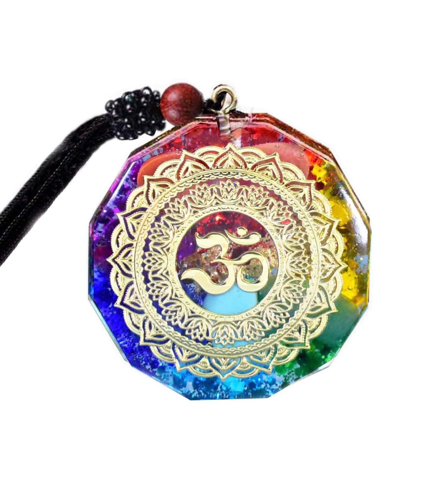 Sinymilk Om Aum Symbol Energy Protection Orgonite Pendant Reiki Healing Stones Necklace - Buy Online on SooperMarket.com