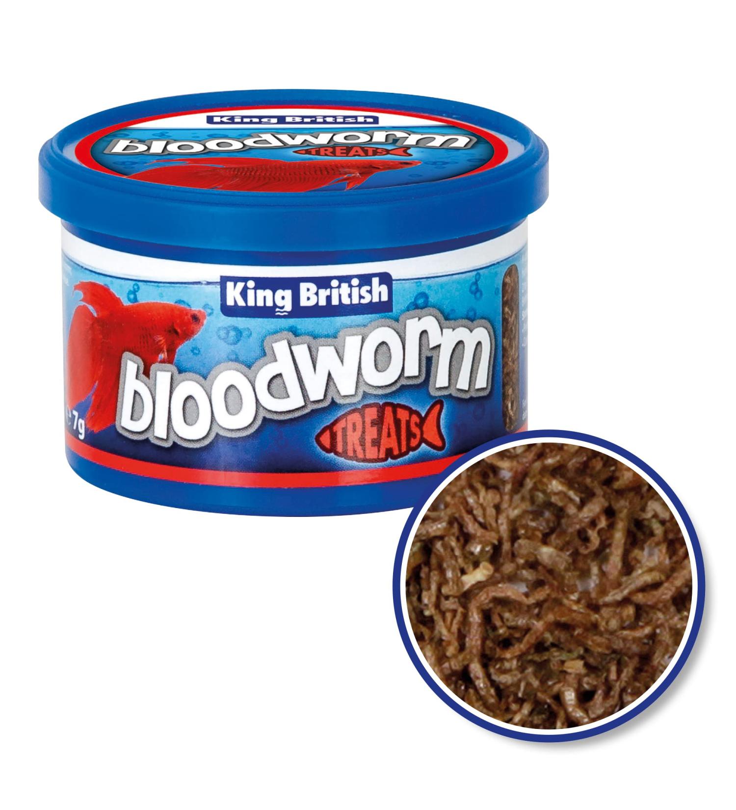 King British | Bloodworm Treats | For All Coldwater Tropical & Marine Fish Turtles & Terrapins | High Protein & Iron | Provides Excellent Colour & Condition | Complementary Treats | 7g Single - Buy Online on SooperMarket.com
