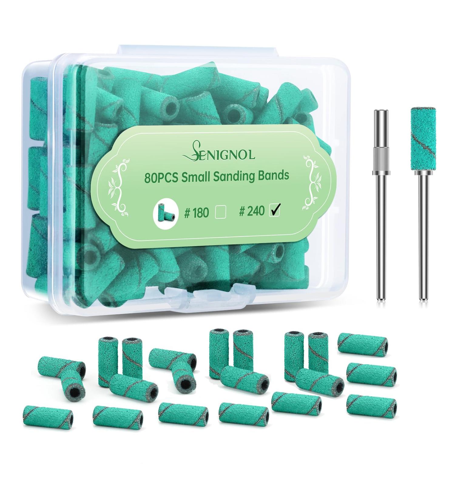 Small Sanding Bands for Nail Drill - 240 Fine Grit 80Pcs Set for Acrylic Nail Gel Removing & Shaping - 3.1mm Mandrel Bit - Green #240 Grit - Buy Online on SooperMarket.com