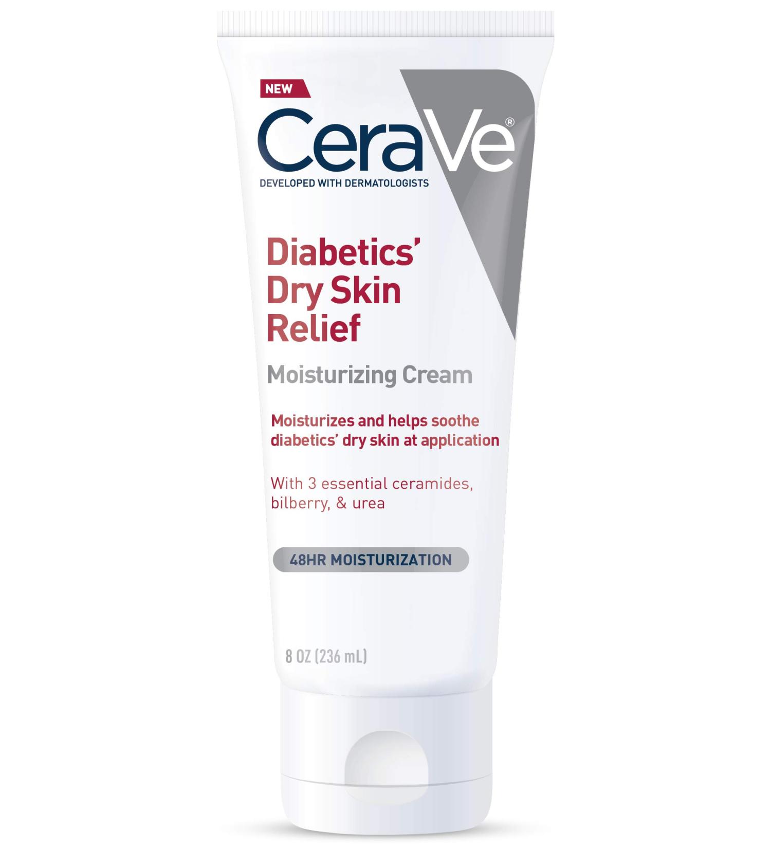 CeraVe Diabetics Dry Skin Moisturizing Cream | Urea & Bilberry | Fragrance-Free | 8 oz - Buy Online on SooperMarket.com
