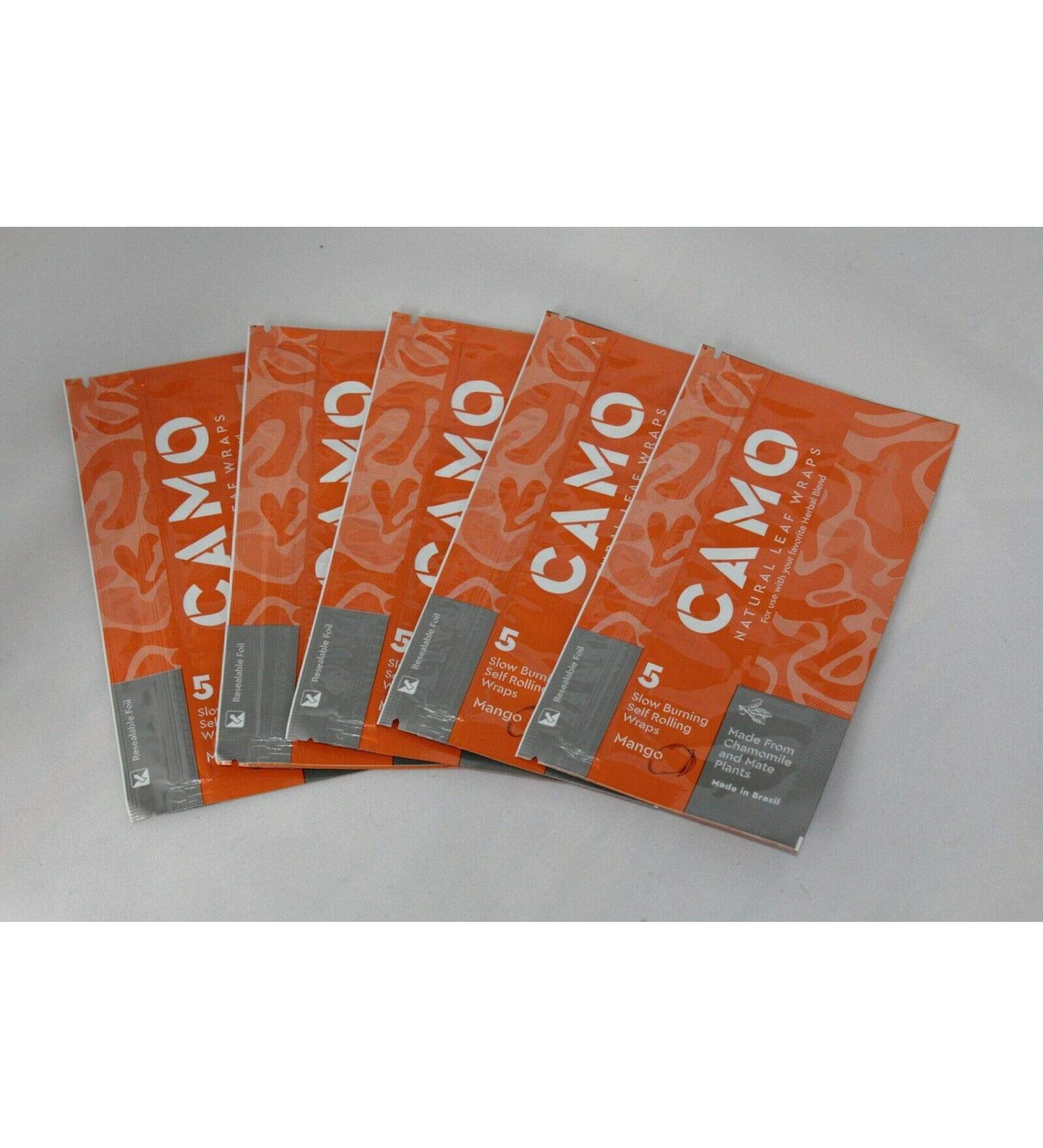 6 Packs CAMO Natural Leaf Wraps Mango 30 Sheets Herbal Chamomile Mate