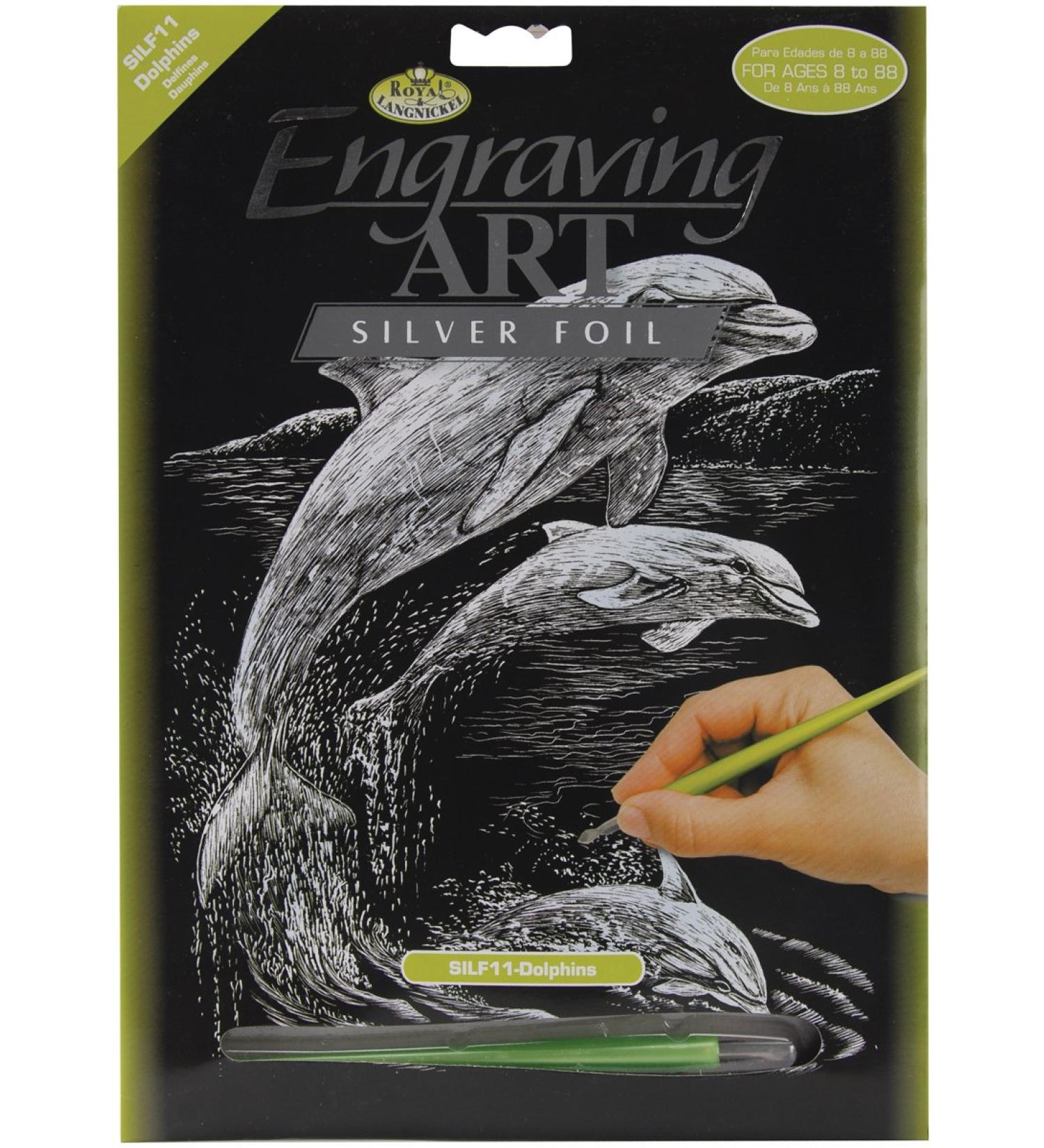Royal & Langnickel Bulk Buy Royal Brush Silver Foil Engraving Art Kit 8 inch x 10 inch Dolphins SILF-11 (3-Pack)
