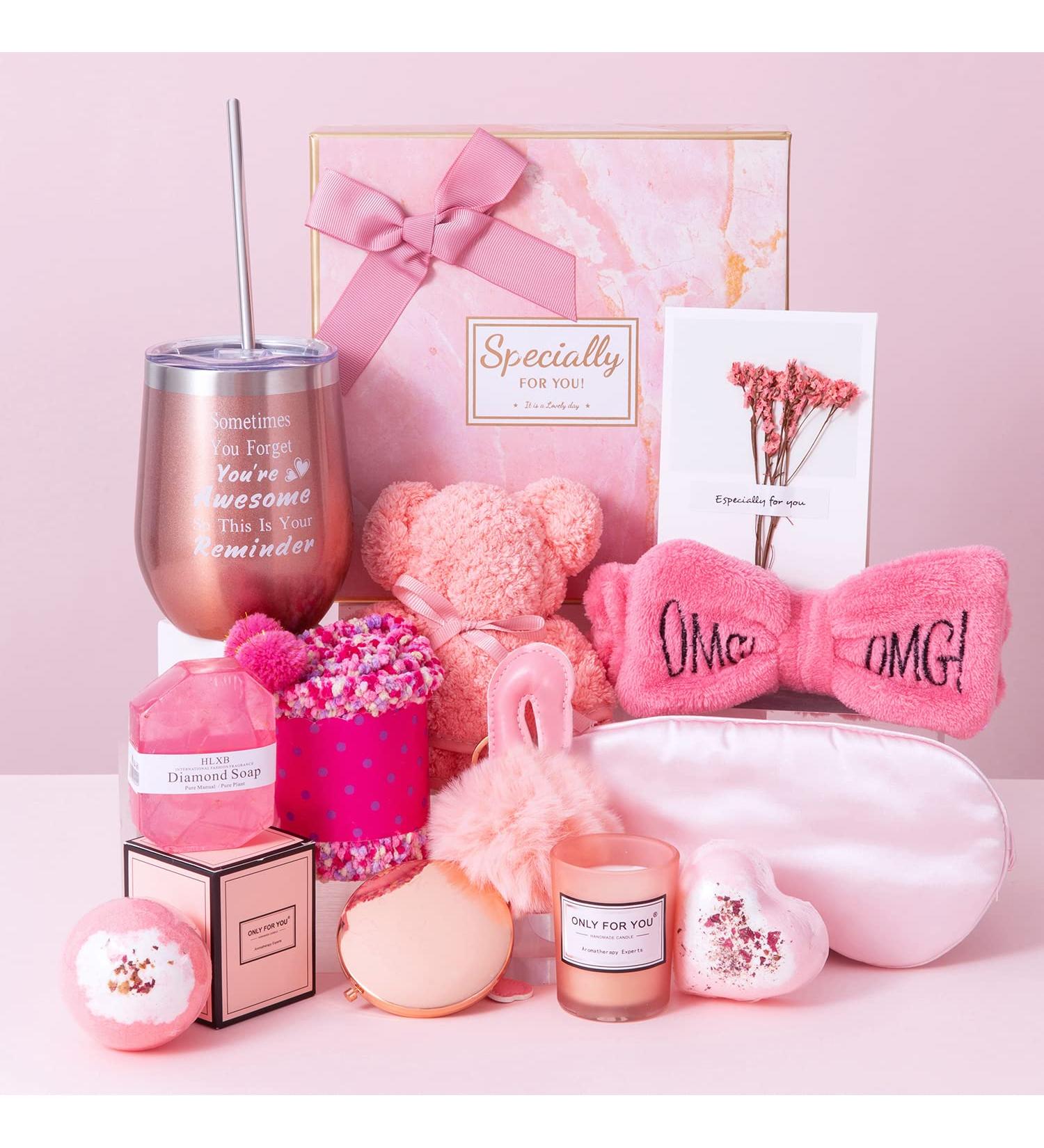 Women's Gift Basket - Birthday & Get Well Soon Gift Box with 13 Items, Inspirational Spa Care Package for Her - Buy Online on SooperMarket.com