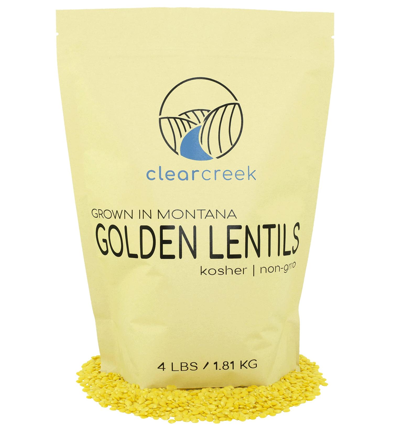 Montana Whole Golden Lentils | 4 lb Resealable Bags | Non-GMO | Kosher | Vegan | Non-Irradiated (Will Sprout) | Yellow Lentils 4 Pound (Pack of 1) - Buy Online on SooperMarket.com
