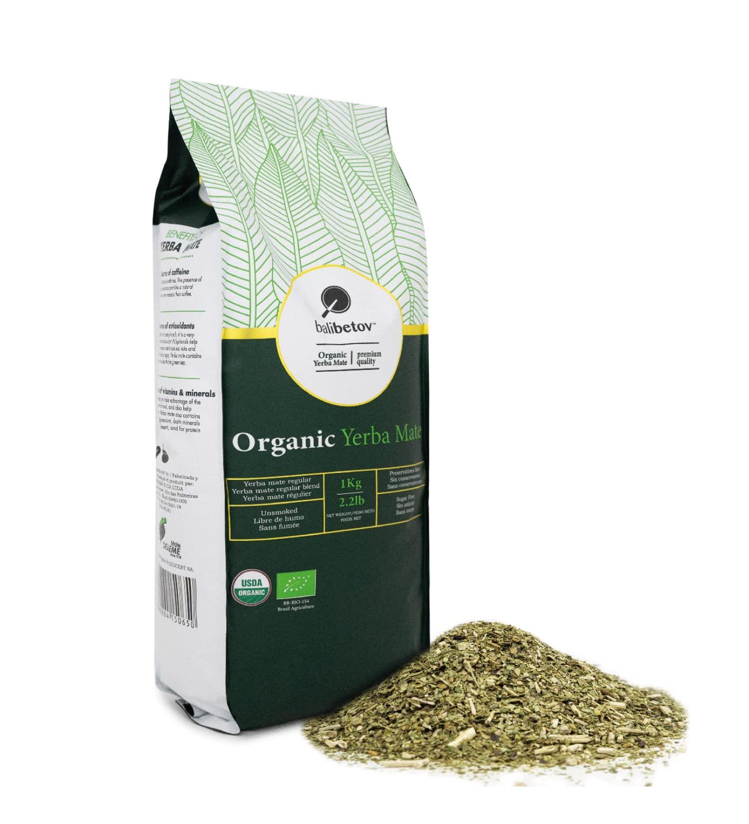Organic Unsmoked Yerba Mate Tea - 2.2 lb (1 kg) Loose Leaf - Balibetov - Buy Online on SooperMarket.com
