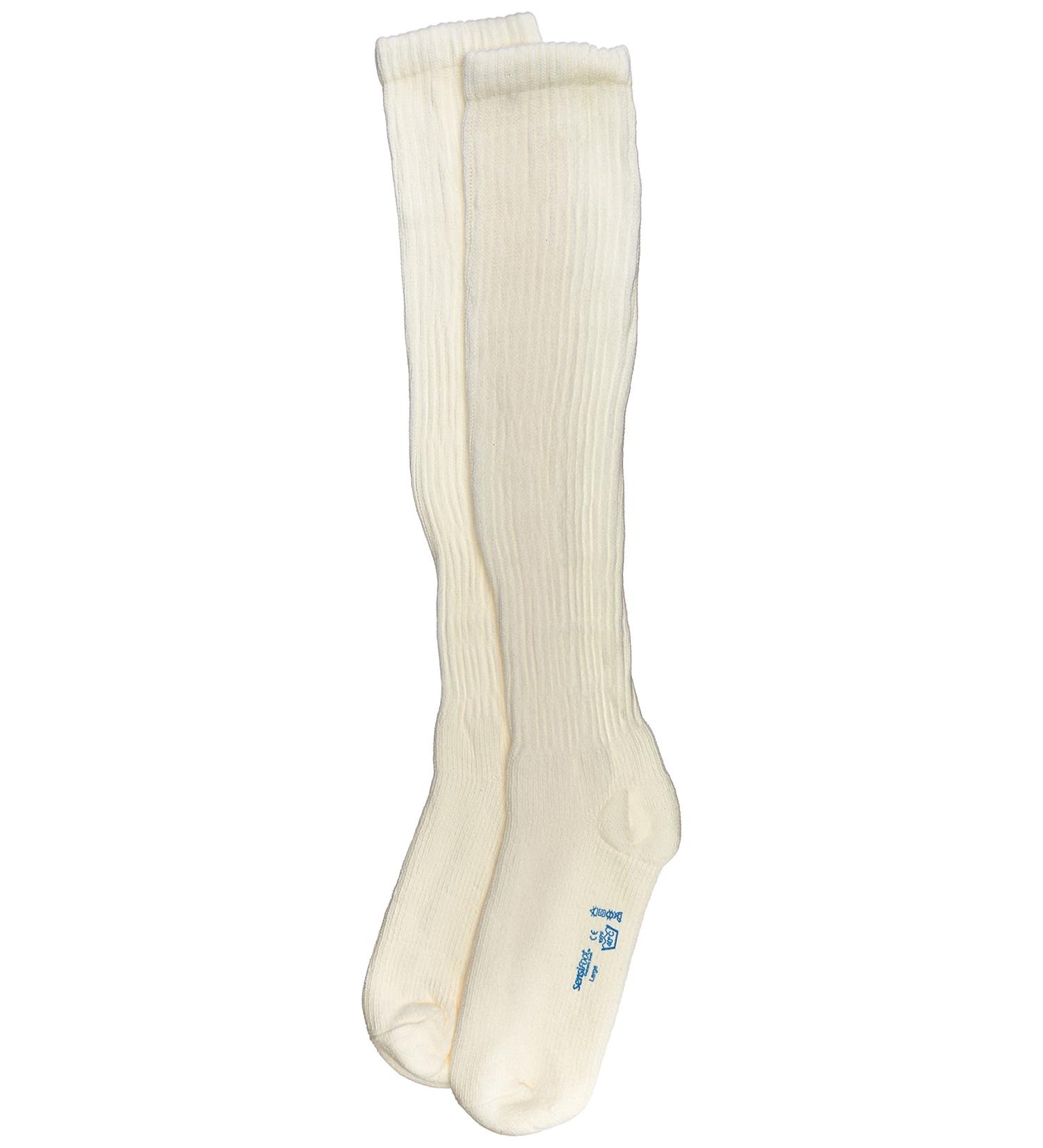 Jobst 110833 SensiFoot 8-15 mmHg Unisex Knee High Diabetic Mild Support Socks - Size & Color- White  Large