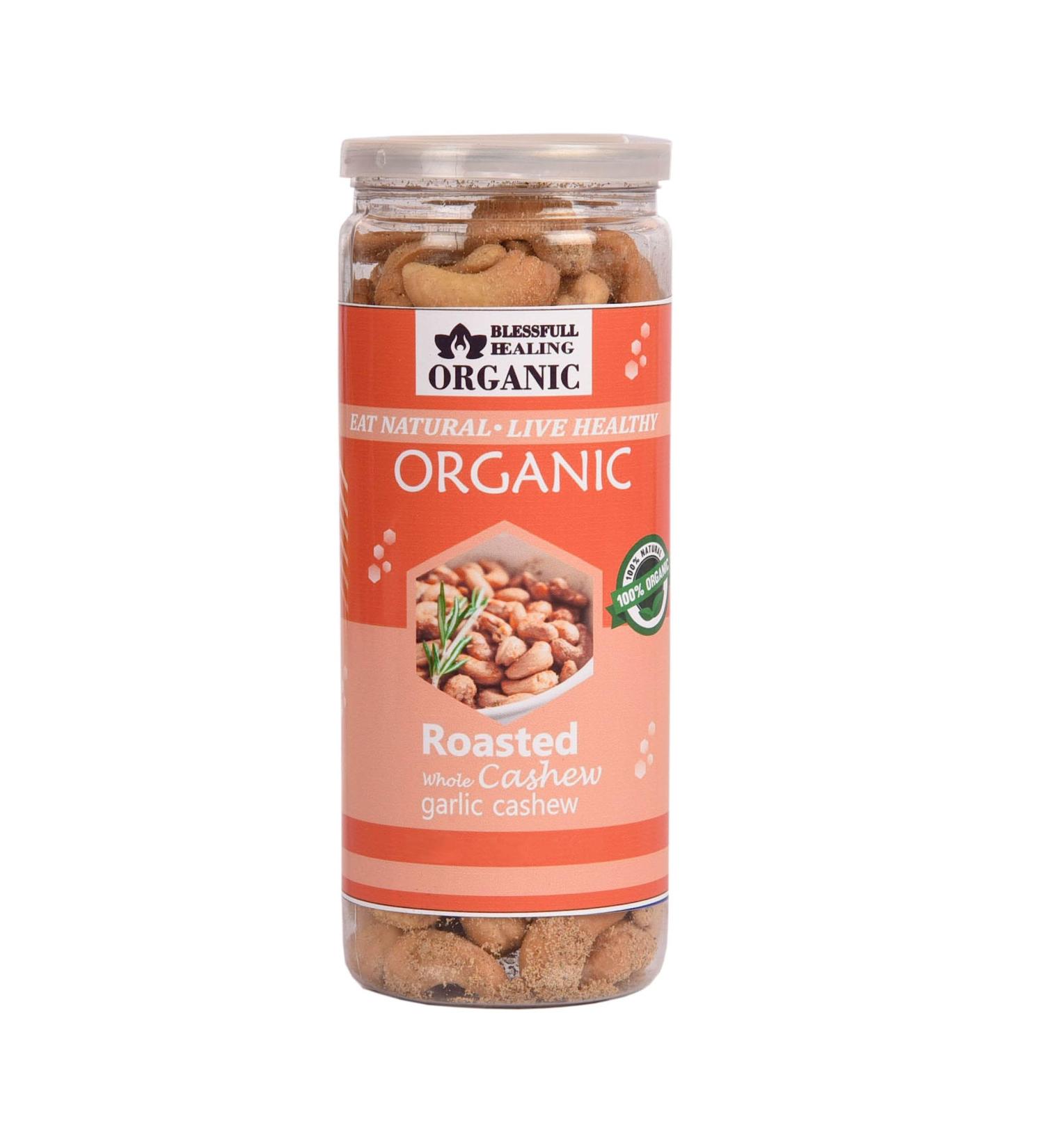 Blessfull Healing Organic Natural Vegan Garlic Roasted Whole Cashew Nuts Crunchy Kaju 150 Gram - Buy Online on SooperMarket.com