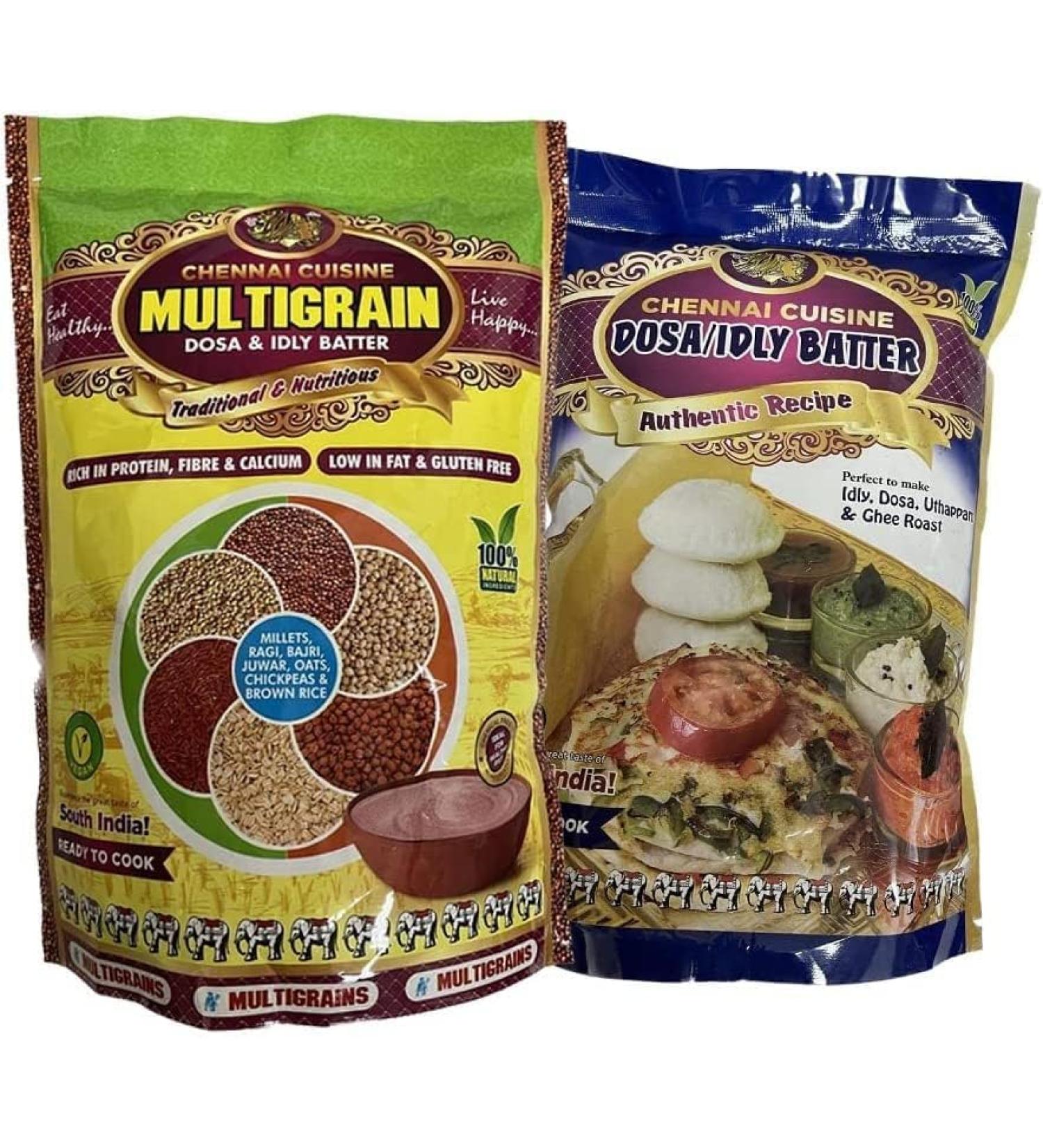 Seelans |Chennai Cuisine Dosa Batter 1KG | Multigrain Batter 850GM | Instant Rice Dosa Breakfast Mix | Pure Veg South Indian Breakfast Mix | 100% Natural Ingredients (Pack of 2) - Buy Online on SooperMarket.com