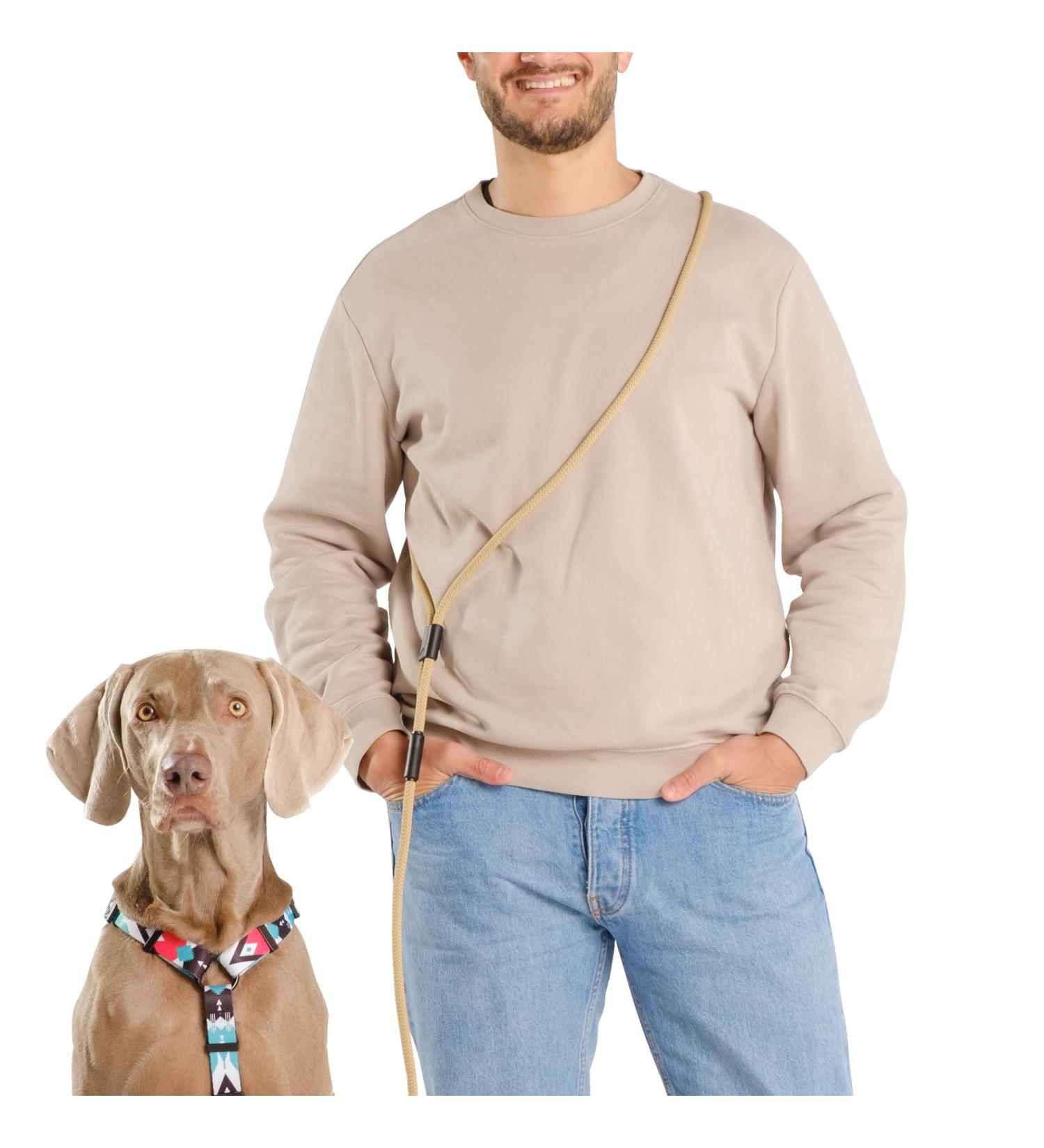 Hands-Free Dog Leash - 2m Adjustable Belly Belt | 3-in-1 Running & Training Leash for Large & Small Dogs - Beige - Buy Online on SooperMarket.com