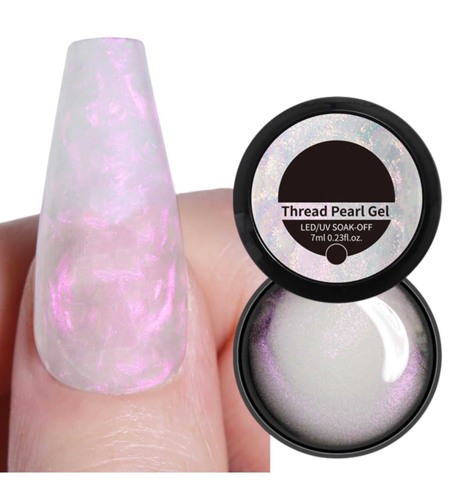 TBeautfave Pearl Gel Nail Polish Shell Thread Gel Nail Polish Pearl White Pearlescent Shimmer Nail Varnish Soak off UV/LED Nail Gel Swirl Thread DIY Nail Art Christmas Nails PearlWhite - Buy Online on SooperMarket.com