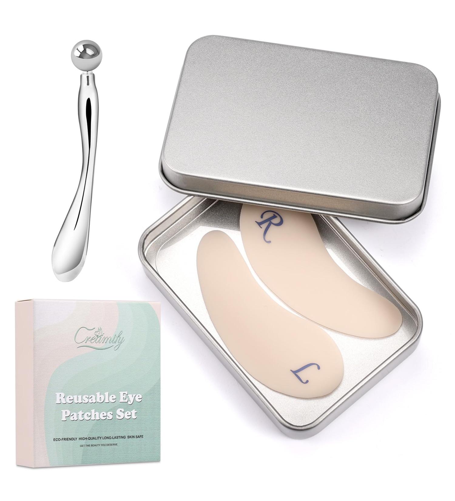 Buy Creamify Reusable Eye Pads 100% Medical Silicone Eco-Friendly Reduces Folds & Fine Lines Includes Metal Applicator & Storage Box - Buy Online on SooperMarket.com