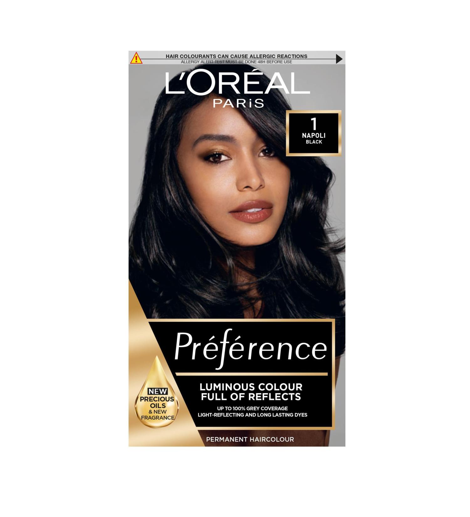L'Oreal Paris Preference Long-Lasting Hair Dye in Napoli 01 - Permanent Luminous Hair Colour - Buy Online on SooperMarket.com