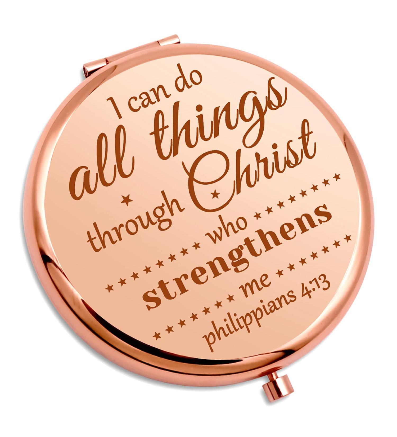 Christian Gifts Compact Mirror Bible Verse Gifts For Women Baptism Gifts Religious Gifts For Goddaughter Mom Sister Wife Inspirational Scripture Gifts For Girls Personal Makeup Mirror Rose Gold - Buy Online on SooperMarket.com