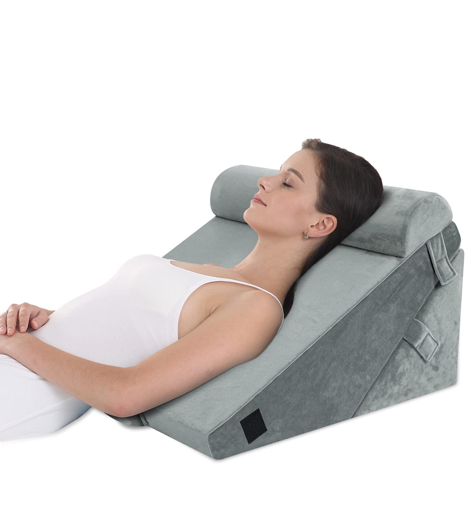 Howhom Adjustable Memory Foam Bed Wedge Pillow - Orthopedic Incline Cushion for Snoring, Allergies, Reading, Sleeping, Acid Reflux - Reduce Neck and Back Pain - Grey - Buy Online on SooperMarket.com