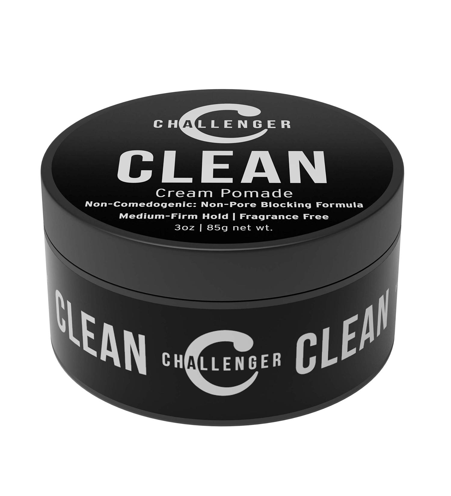 Challenger Clean Cream Pomade 3oz | Fragrance Free, Non-Comedogenic | Medium Hold, Natural Finish | Water Based, Travel Friendly | Unscented - Pack of 1 - Buy Online on SooperMarket.com