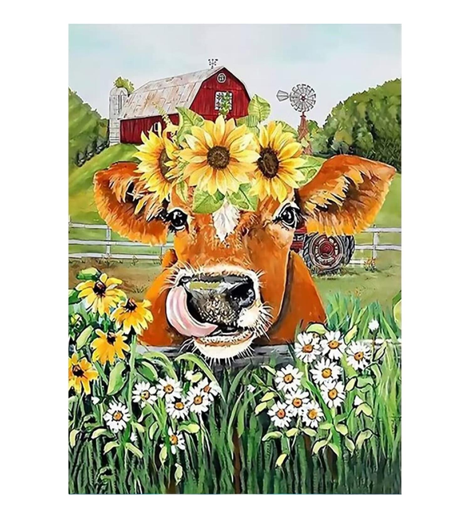 FQOVKYN Diamond Painting Kit - DIY 5D Art with Round Diamonds - Full Drill Cow Gem Painting - Home Wall Decor - 12x16inch Gold - Perfect for Adults & Kids - Buy Online on SooperMarket.com