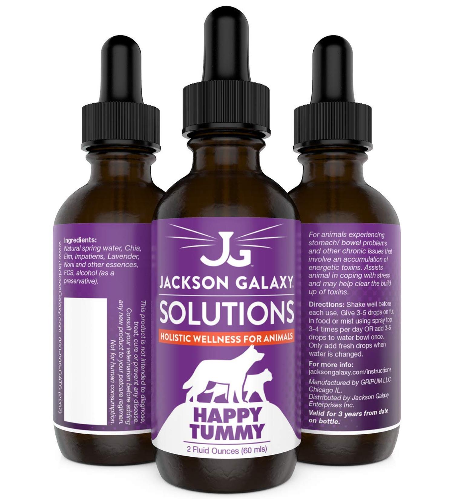 Jackson Galaxy Happy Tummy Pet Solution - Stress Relief & Toxin Cleanse - Aid for Stomach Issues - All-Natural & Reiki Infused (2 oz.) - Buy Online on SooperMarket.com
