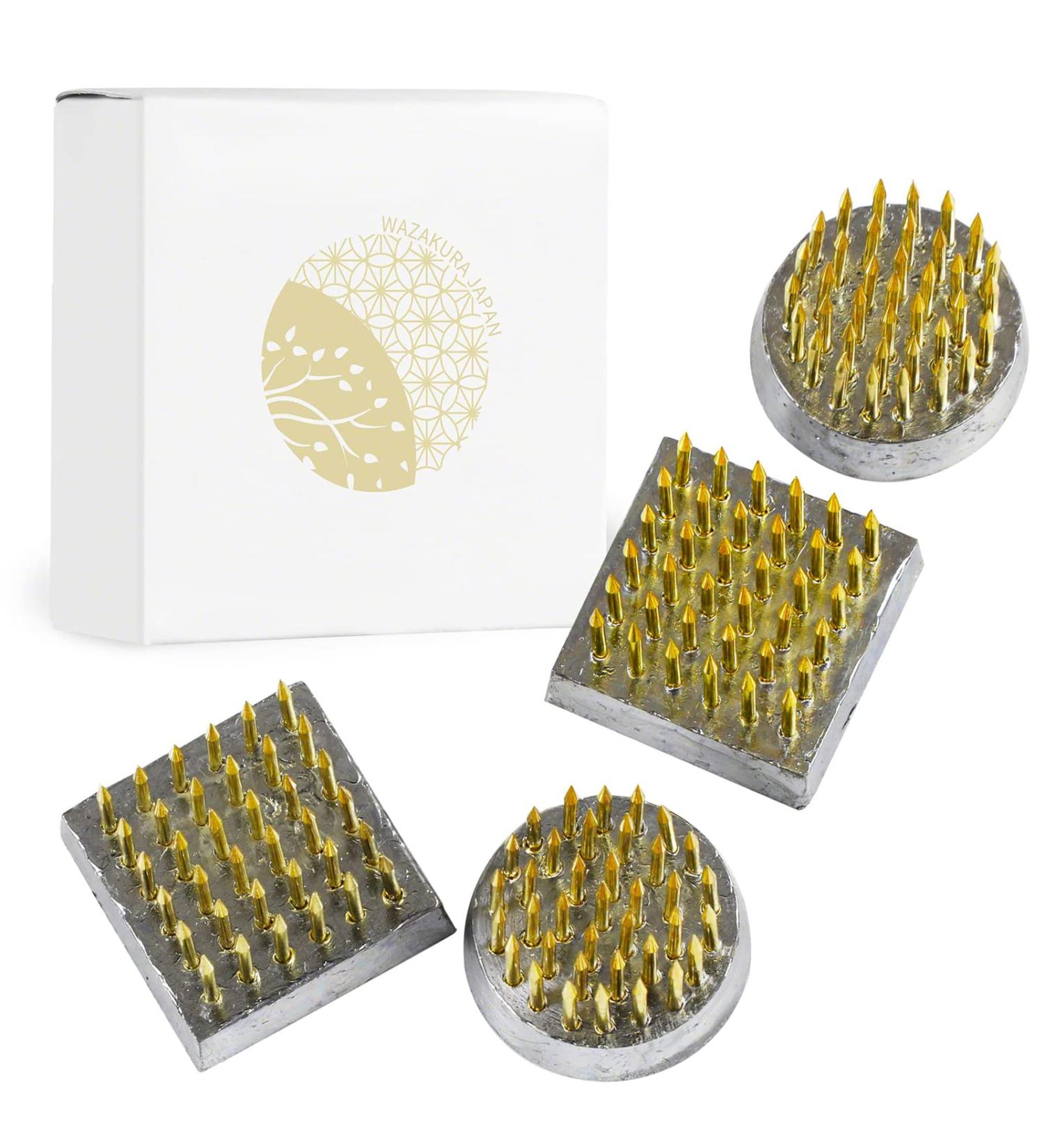 Wazakura Mini Ikebana Kenzan Japanese Flower Holder Set - Made in Japan | Round Square Brass Floral Arranging Pin Frog - 1(24mm) - Buy Online on SooperMarket.com