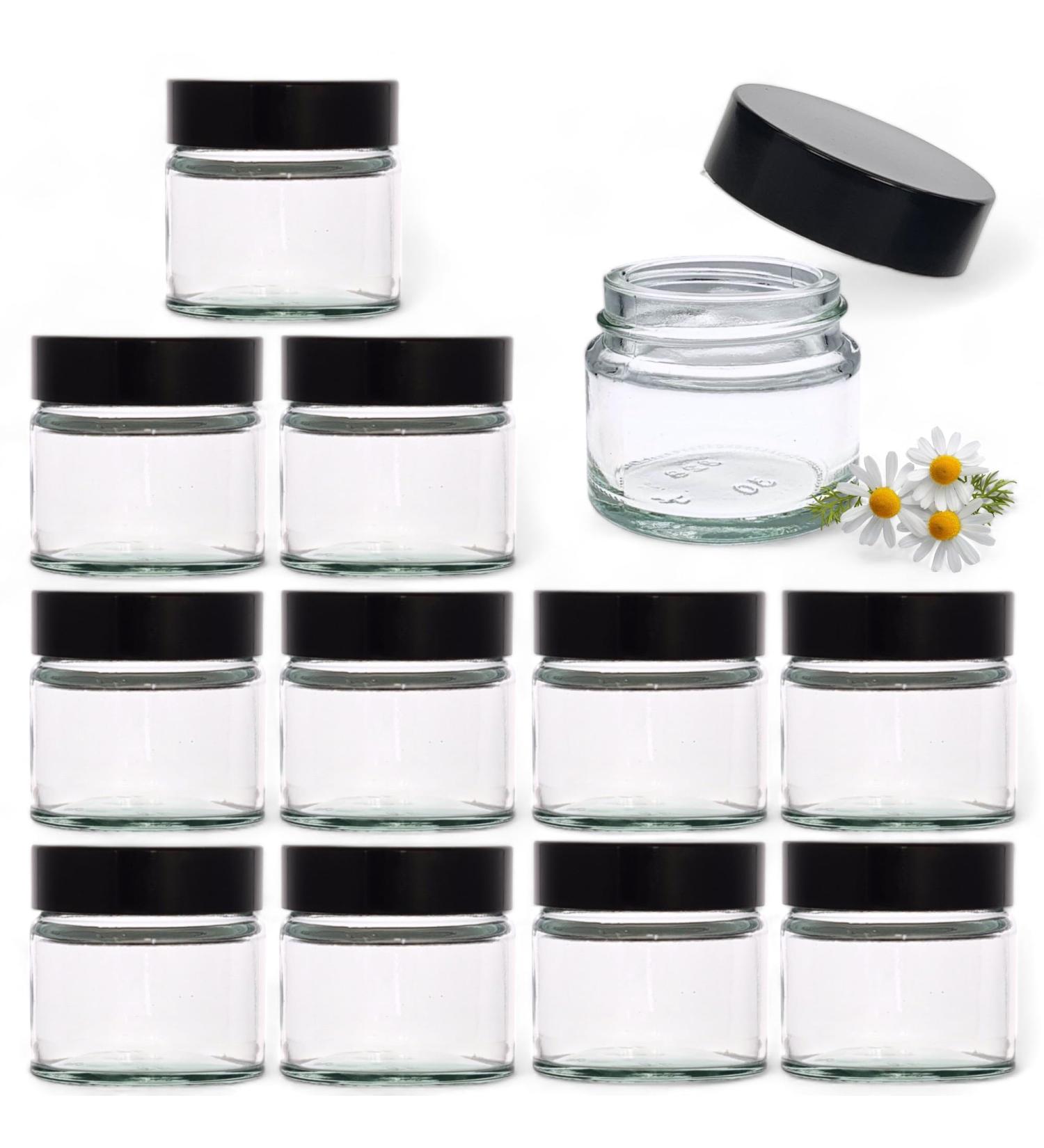 Clear Glass Ointment Jar with Airtight Black Urea Lid - Perfect for Balms Creams Lotions and More (12 15ml) 12 15ml - Buy Online on SooperMarket.com