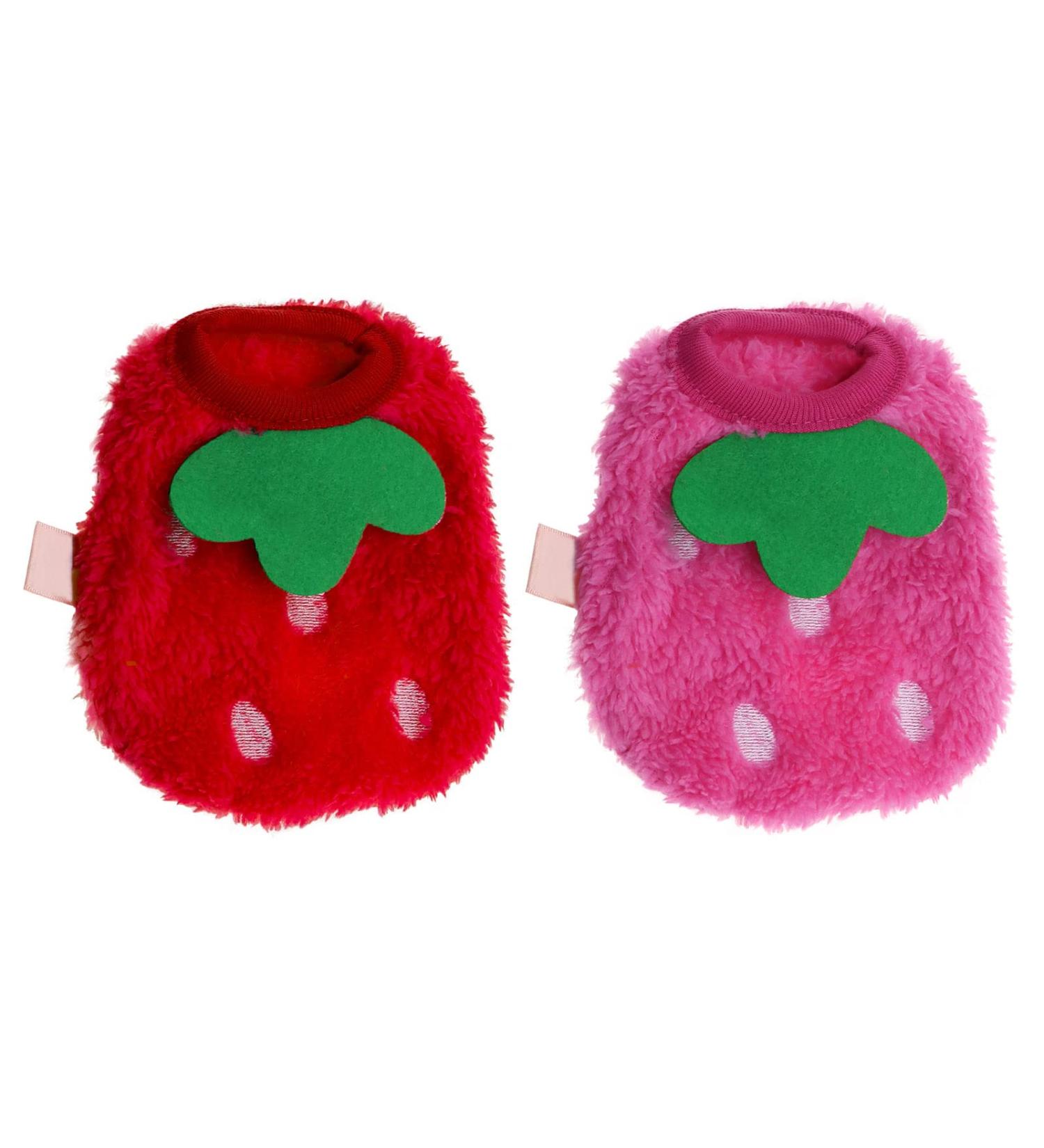 2PCS Strawberry Guinea Pig Winter Apparel Coats - Small Pet Warm Costumes for Rabbits, Ferrets, Chinchillas, Kittens - 3XS - Buy Online on SooperMarket.com