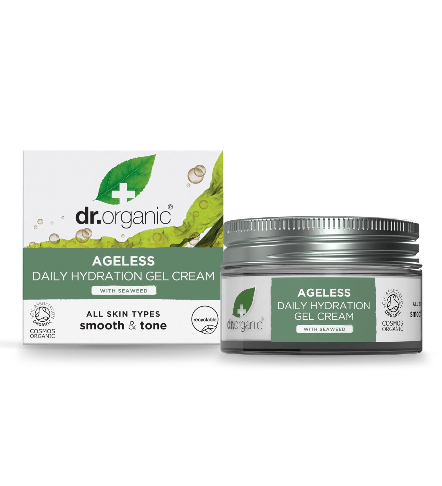 Dr Organic Ageless Daily Hydration Gel Cream - 50ml | Organic Seaweed | Moisturizing | Fine Lines & Wrinkles | Vegan & Cruelty-Free - Buy Online on SooperMarket.com