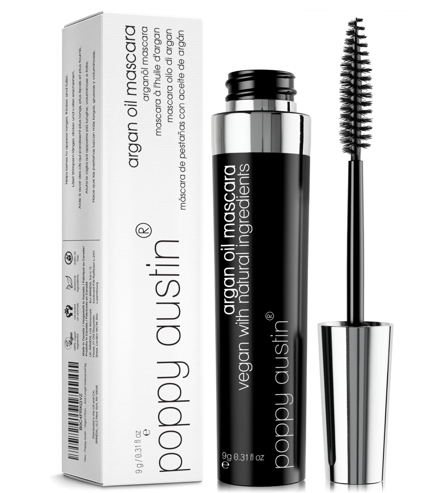 Poppy Austin Vegan Mascara - Black Volume & Length Waterproof - Hypoallergenic & Cruelty-Free - Organic Natural Mascara for Sensitive Eyes - 9g - Buy Online on SooperMarket.com