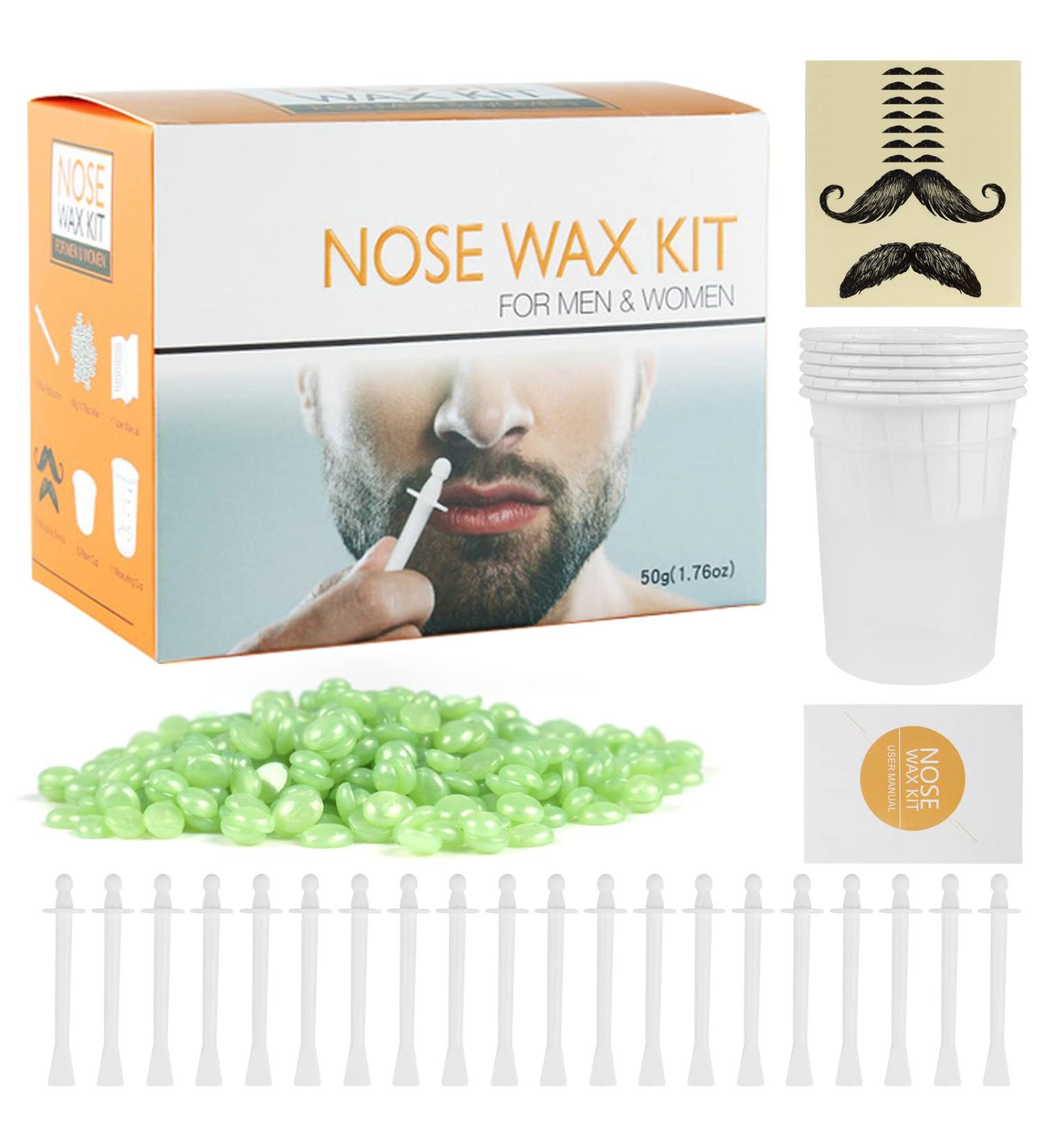 Nasal Hair Wax Set | Pain-Free Nose Wax for Men & Women | Safe Applicator | 50g Nose Hair Removal Kit - Buy Online on SooperMarket.com