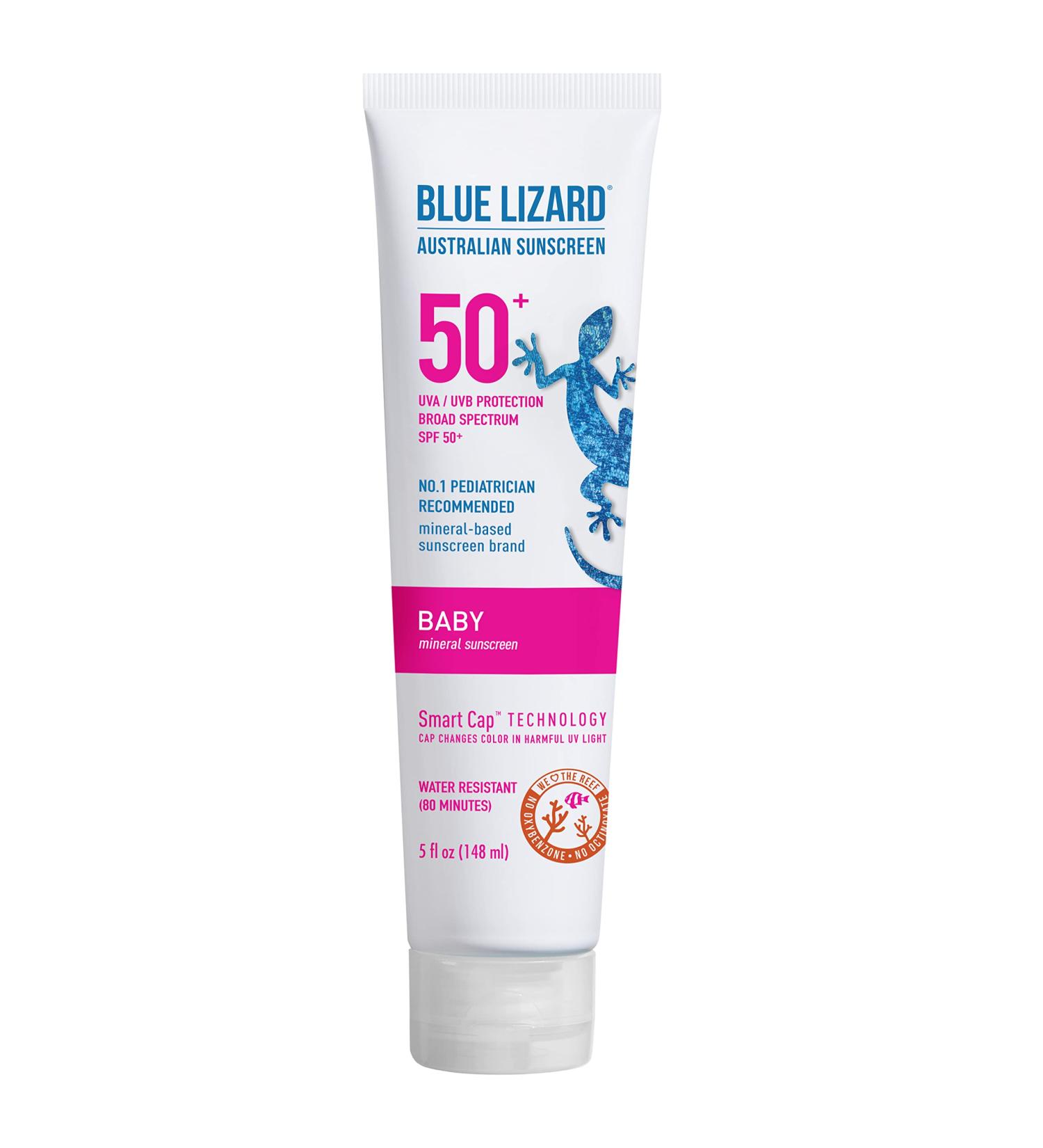 Blue Lizard Baby Mineral Sunscreen SPF 50+ 5 oz Tube - Water Resistant UVA/UVB Protection with Smart Cap Technology - Fragrance Free - Buy Online on SooperMarket.com