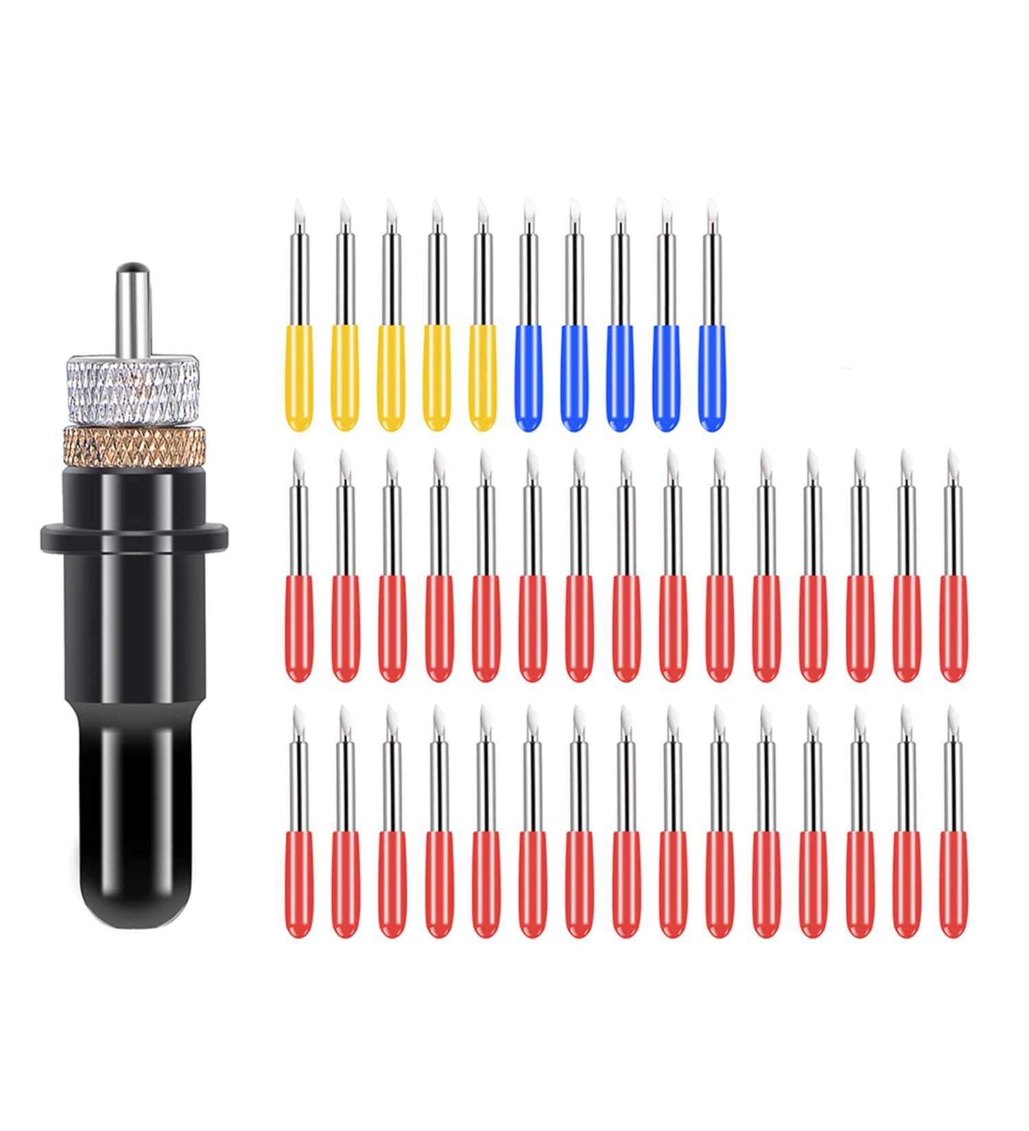 40Pcs Tungsten Steel Vinyl Cutter Blades Lettering Blade 30/45/60 Degree for Roland Cutting Plotter with 1 Knife Block  Black Set 5 - 40pcs - Buy Online on SooperMarket.com