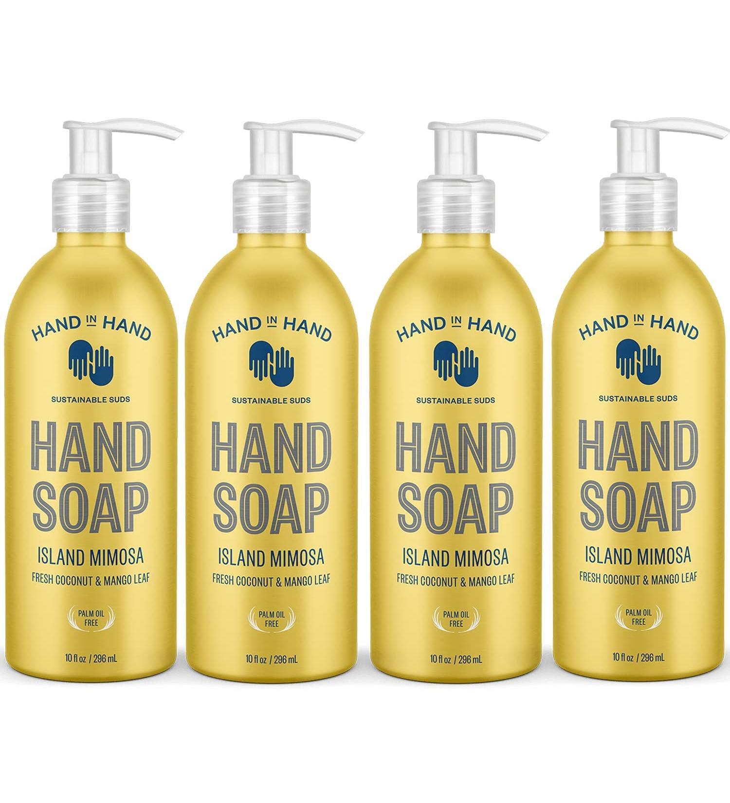 Hand in Hand Nourishing Liquid Hand Soap - Fresh Coconut & Mango Scent 4 Pack - 10 Fl Oz Island Mimosa - Pack of 4 - Buy Online on SooperMarket.com