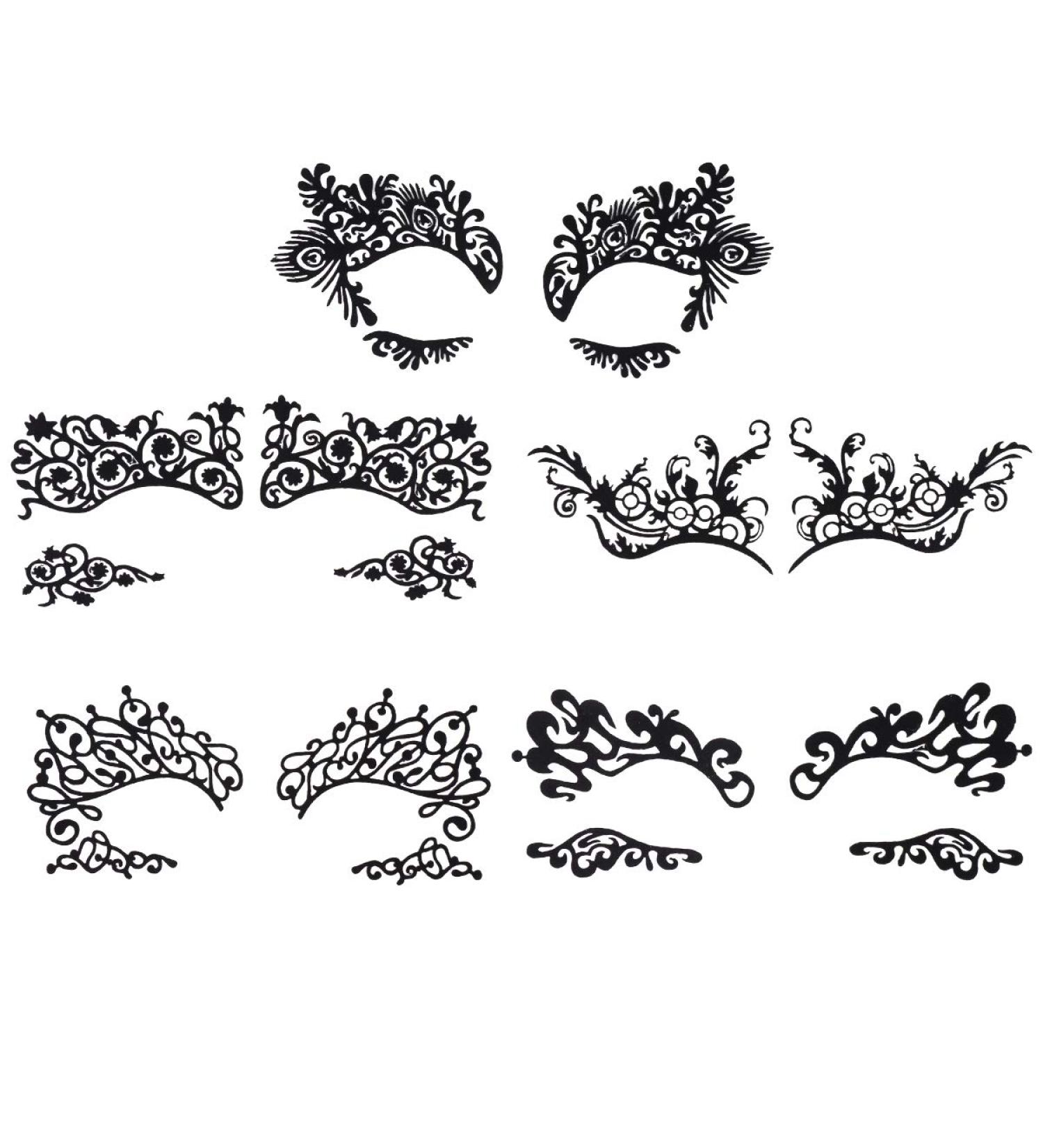 KALLORY 5 Pairs Temporary Lace Eye Tattoos for Halloween Party - Black - Buy Online on SooperMarket.com