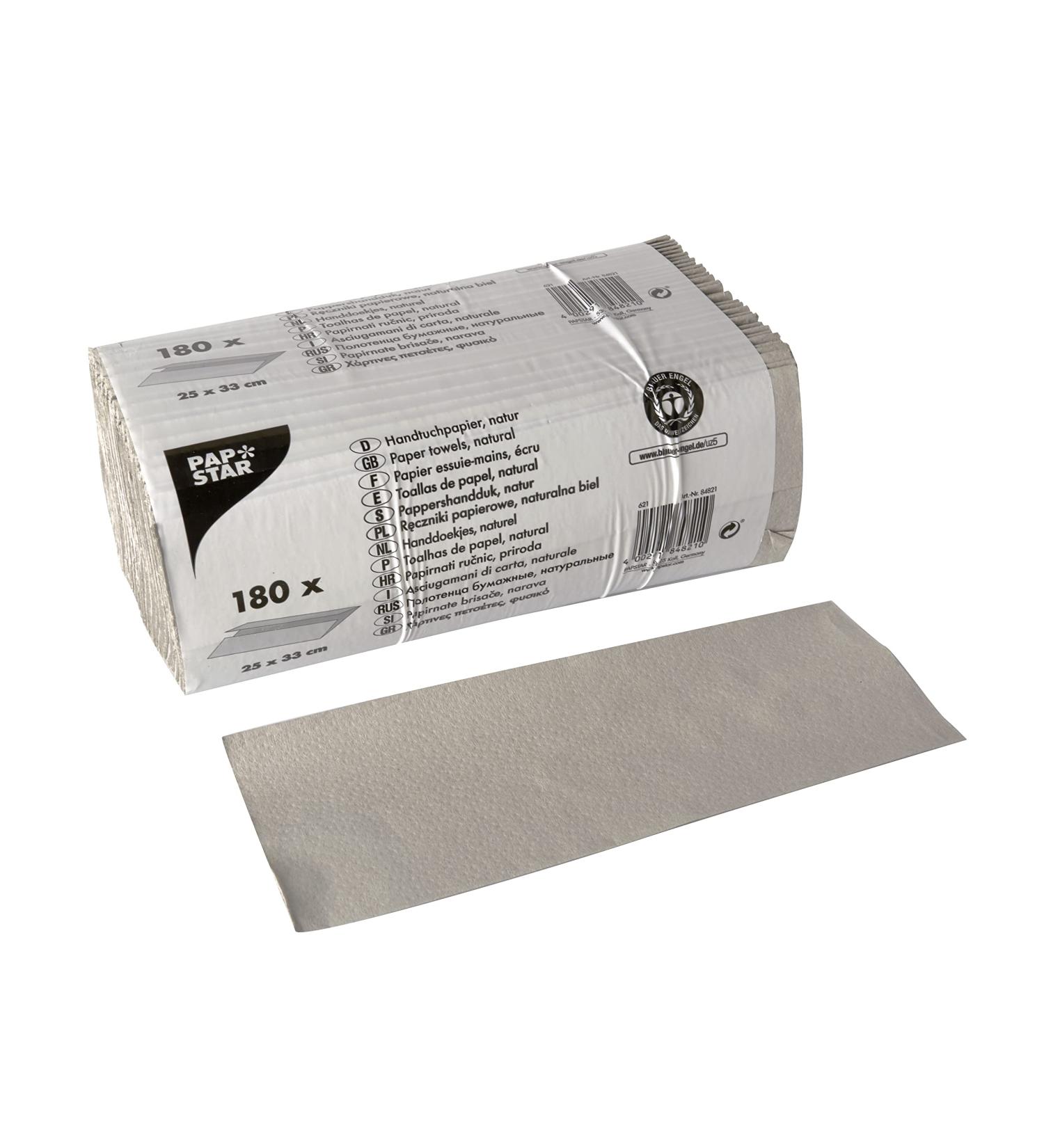 Papstar 180 sheets of towel paper 31 cm x 25 cm natural C-fold 1-ply #84821 10 x 25 x 12 cm