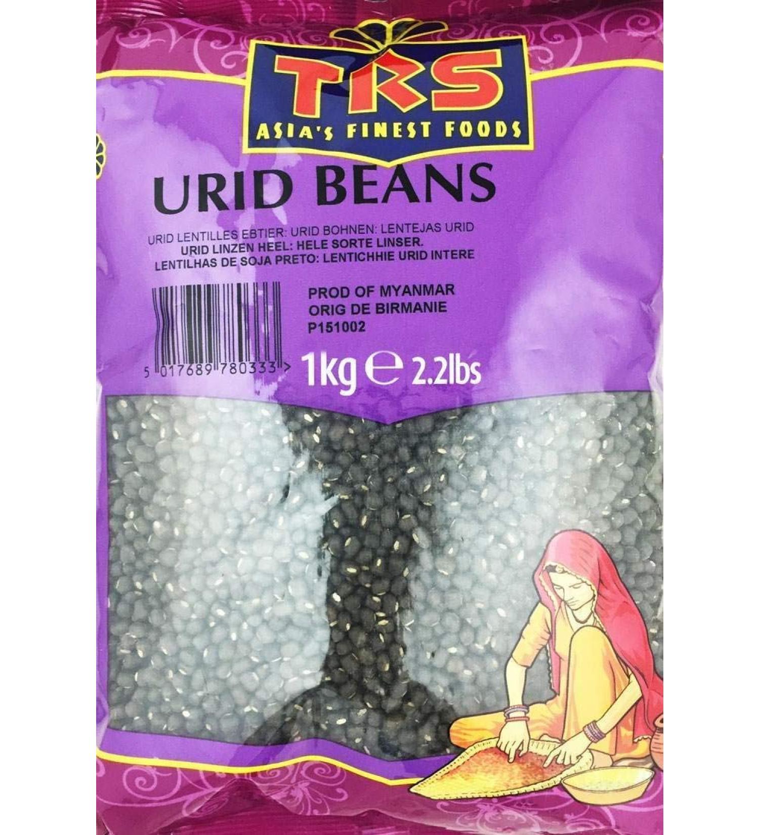 TRS Whole Urid Dal Beans 1kg Bag - Nutrient-rich & High Fiber Option - Buy Online on SooperMarket.com