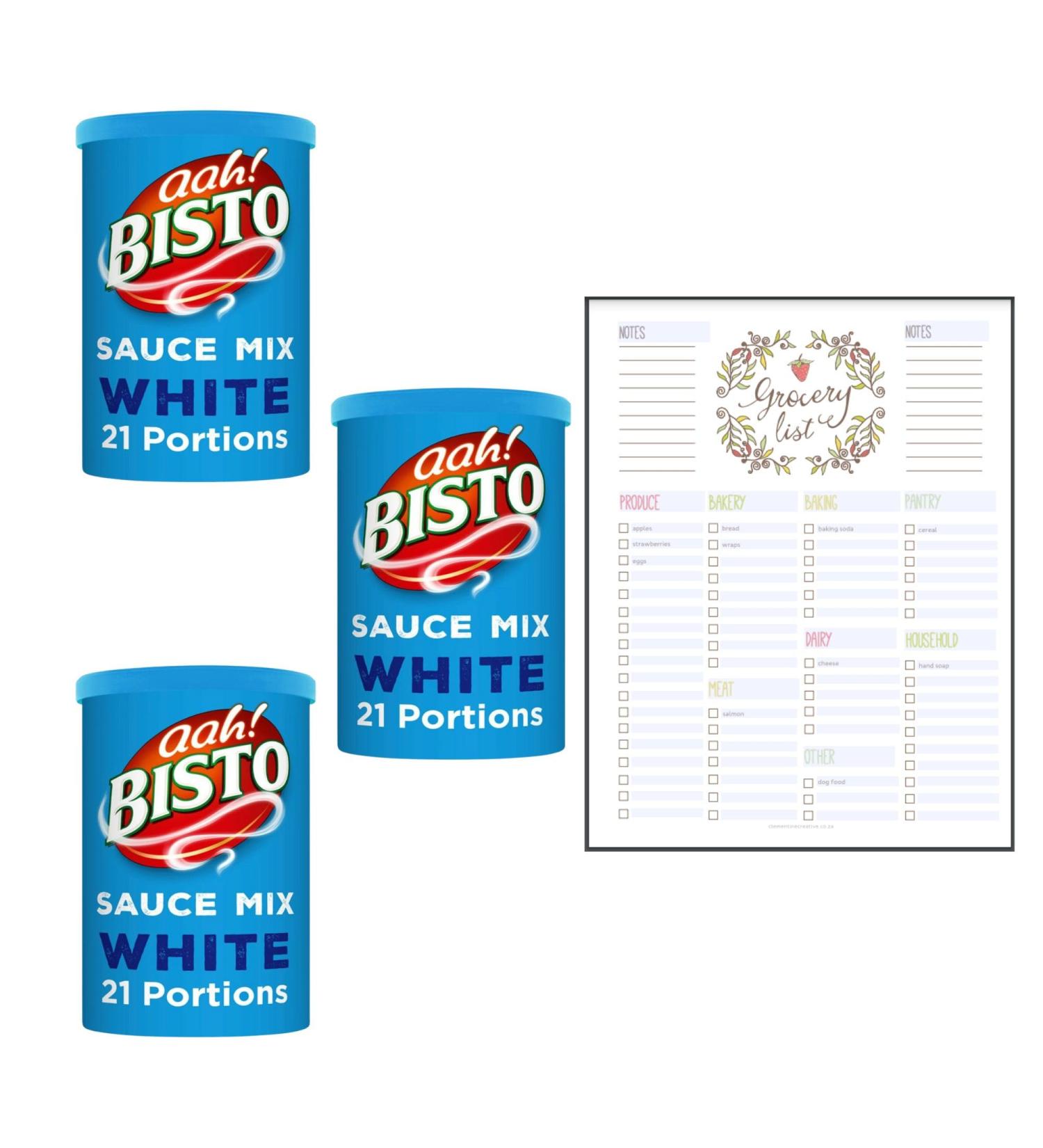 Sauce Mix Bundle which Contains Bisto White Sauce Mix 185g - Pack of 3 with Grocery List Card - Buy Online on SooperMarket.com