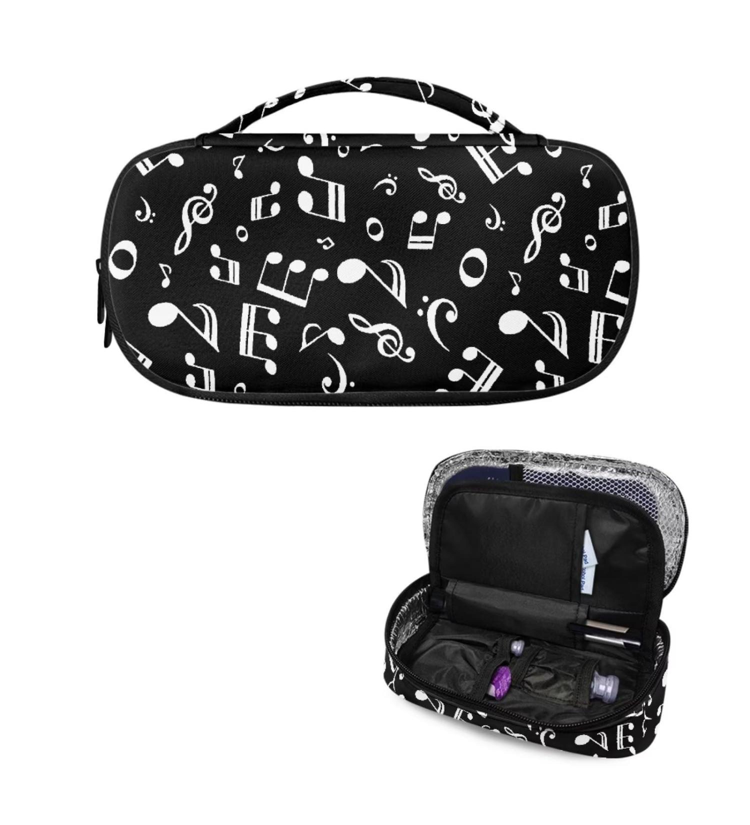 TODIYADDU White Insulin Cooler Case - Music Symbol Design | Diabetes Medication Organizer Bag with Handle for Daily Life and Travel - Buy Online on SooperMarket.com
