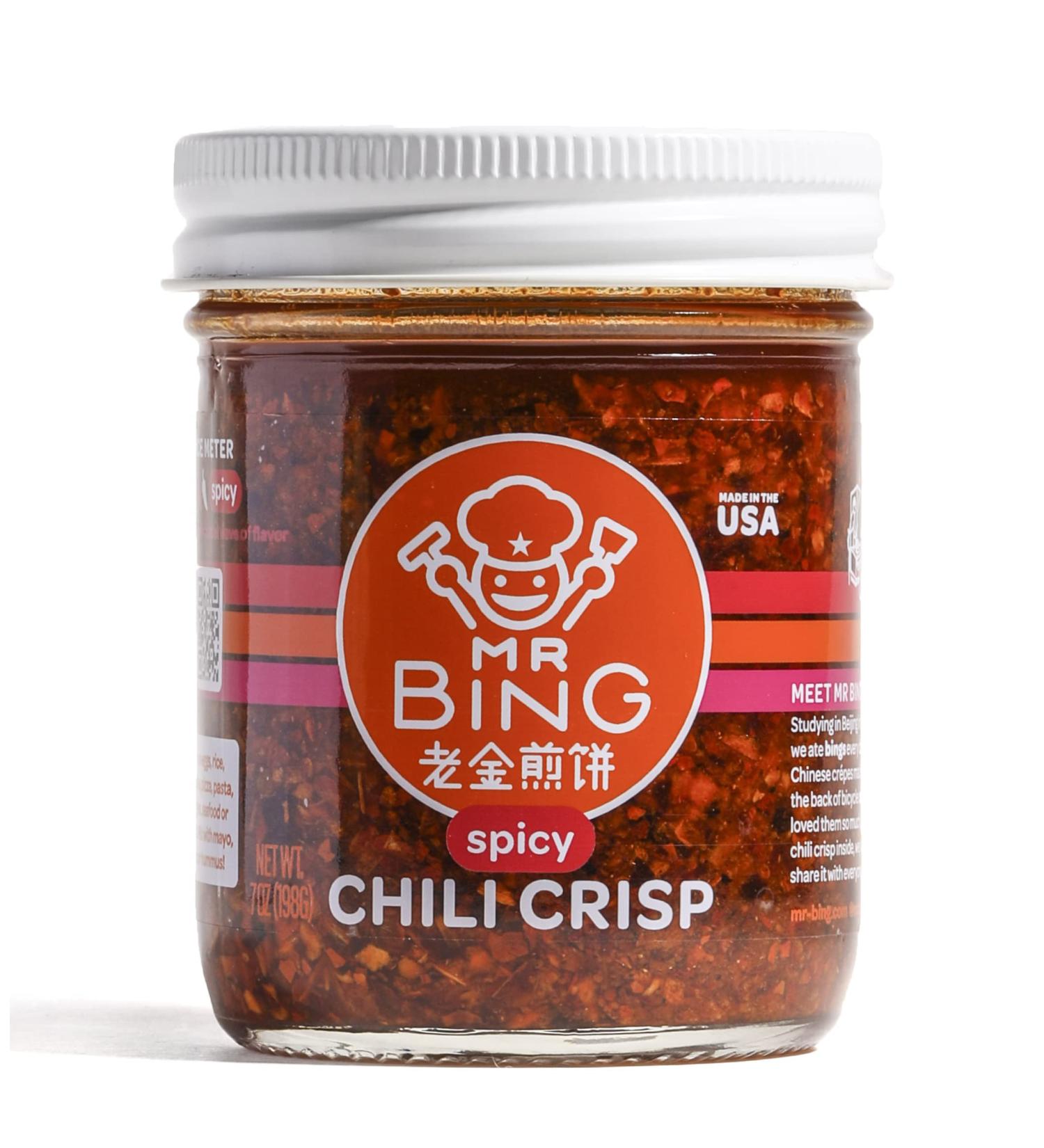 Mr. Bing Chili Crisp | Spicy & Delicious Chili Oil - Made in USA, Gluten-Free, Vegan - 7 oz. Bottle - Buy Online on SooperMarket.com