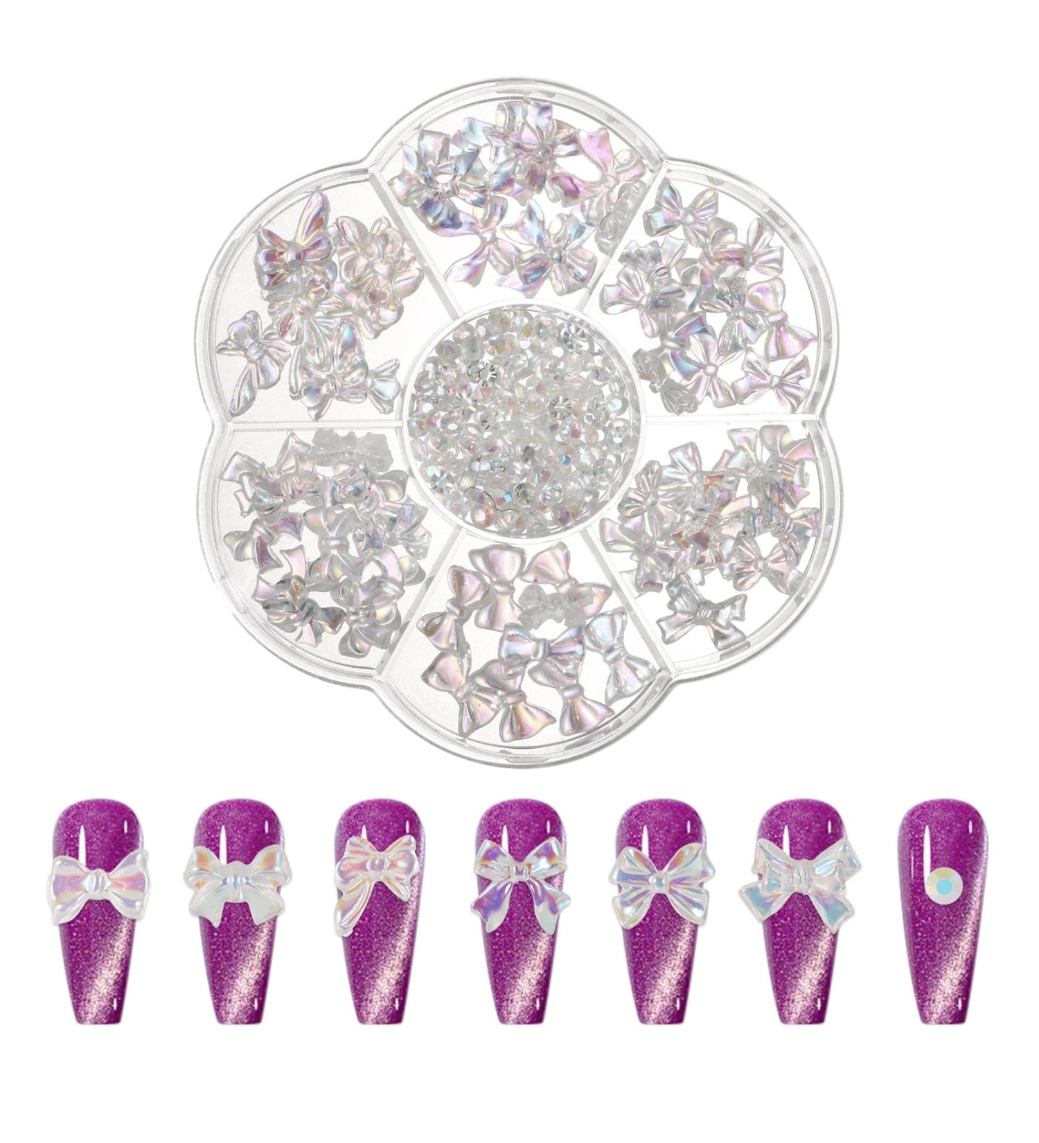 140pcs Aurora Bow Nail Charms & Rhinestones 3D Nail Bows Colorful Nail Charms for Acrylic Nails Resin Bowknot Nail Charms DIY Nail Accessories for Women Girls Nail Crafts Art - Buy Online on SooperMarket.com