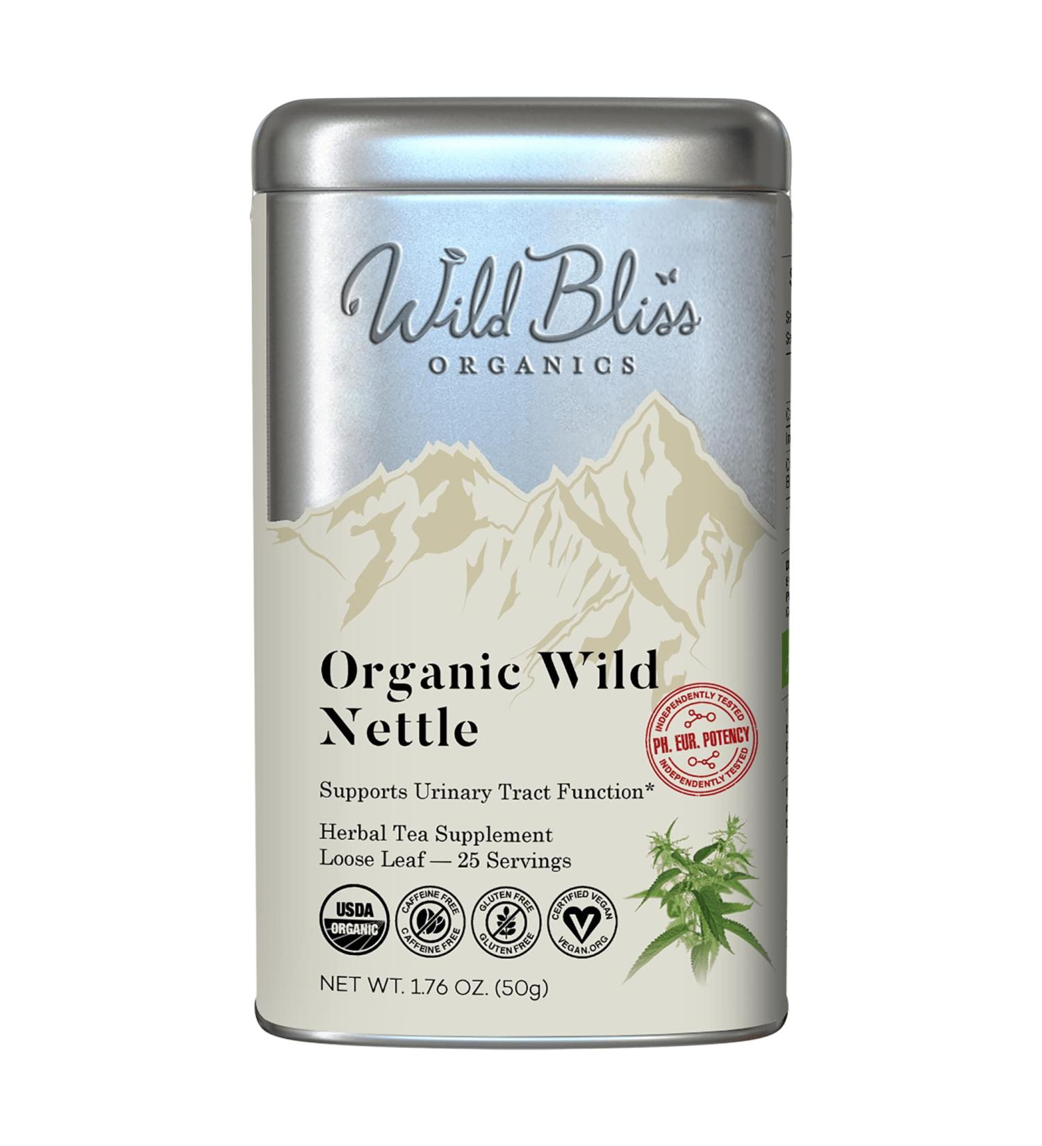 Organic Wild Stinging Nettle Leaf Tea - Caffeine-Free Herbal Supplement - 1.76 Oz Loose Leaf - 25 Servings - Buy Online on SooperMarket.com