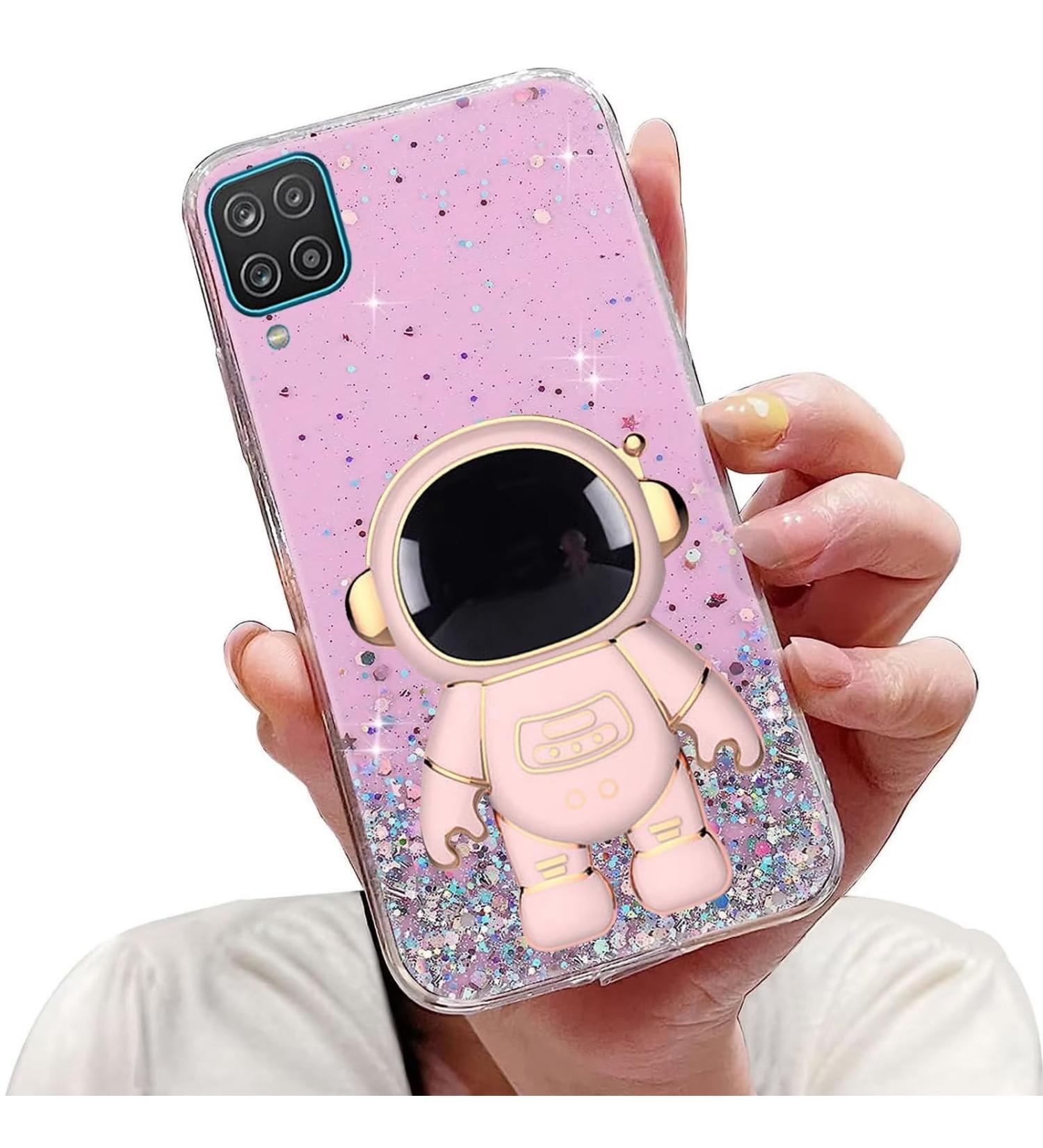 Buy Tivenfezk Nadoli Astronaut Hidden Stand Cap for Samsung Galaxy A22 4G - Glitter Soft Silicone Bling Protective Cover in Pink - Buy Online on SooperMarket.com