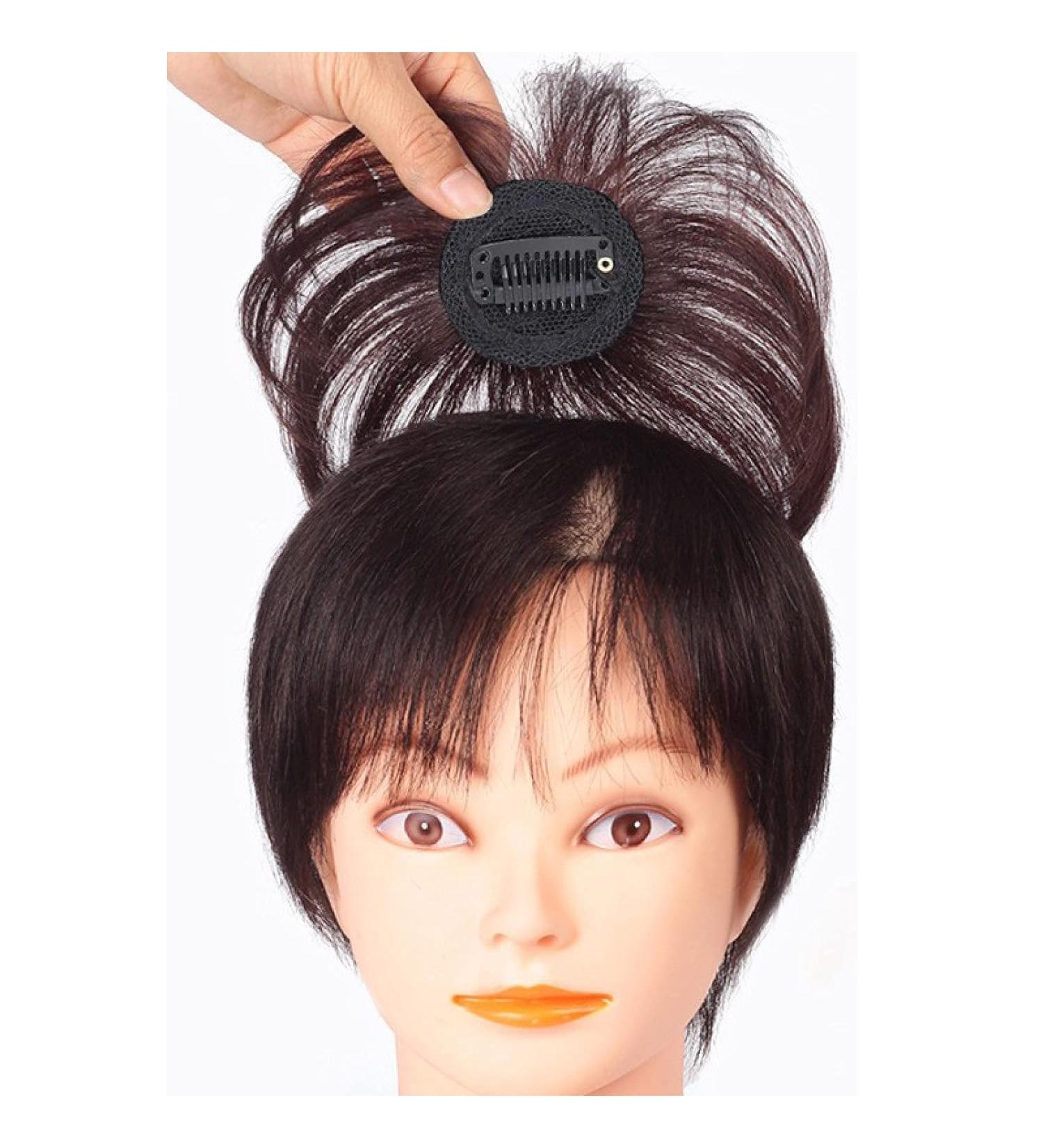 99 Mini Toupee Top Piece Closure Clip in Real Human Hair Crown Topper Silk Straight Hair Light Bang Extensions Handing Needle Thinning Hair 10 cm/905 - Buy Online on SooperMarket.com