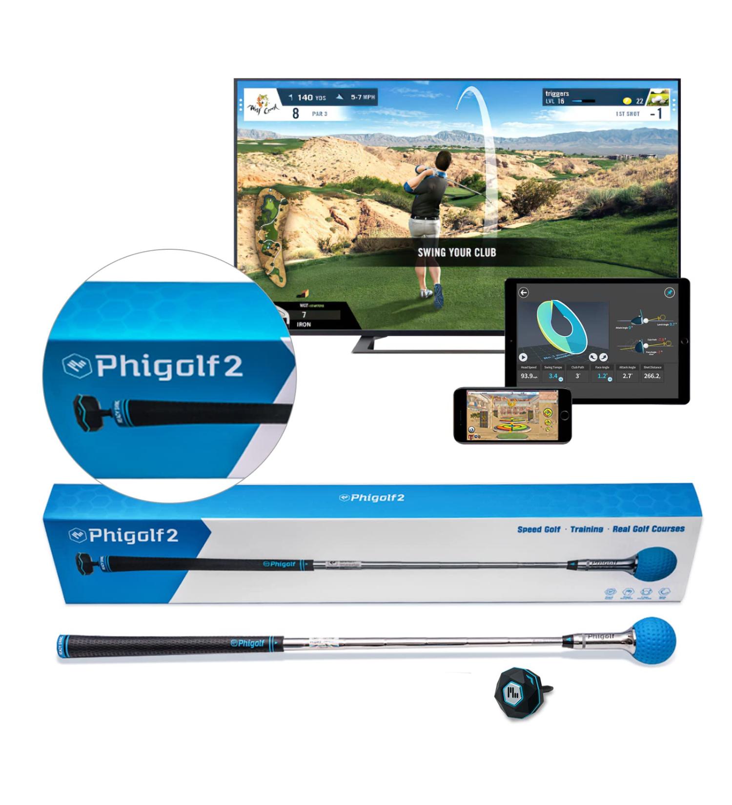 PHIGOLF Phigolf2 Golf Simulator | Indoor & Outdoor Swing Trainer with Motion Sensor | Compatible with WGT/E6 Connect APP | Works with Smartdevices - Buy Online on SooperMarket.com