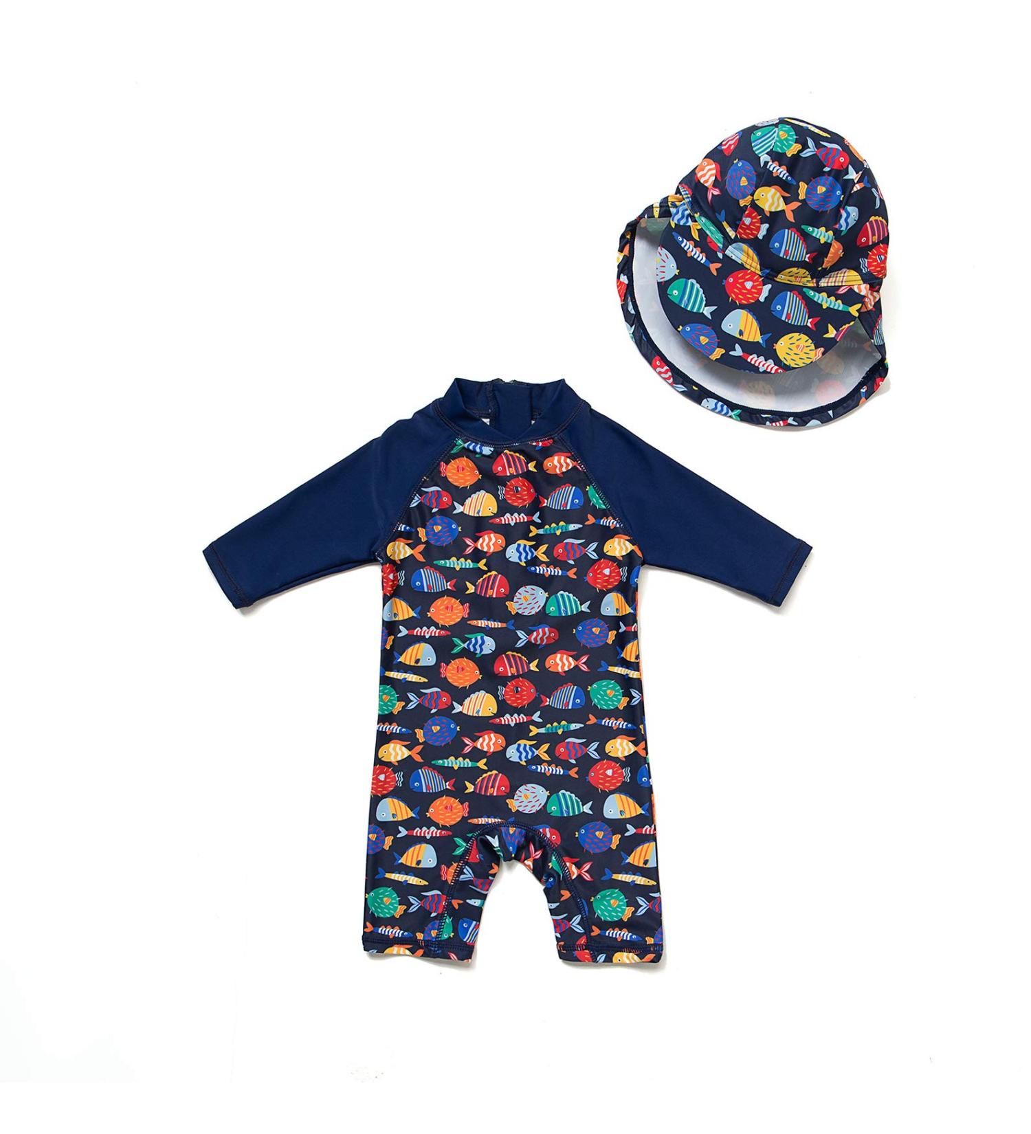 Bonverano Baby Boys Swimsuit | UPF 50+ Short-Sleeve One Piece Swimwear | Colorful Fish Design | 2-3 Years - Buy Online on SooperMarket.com