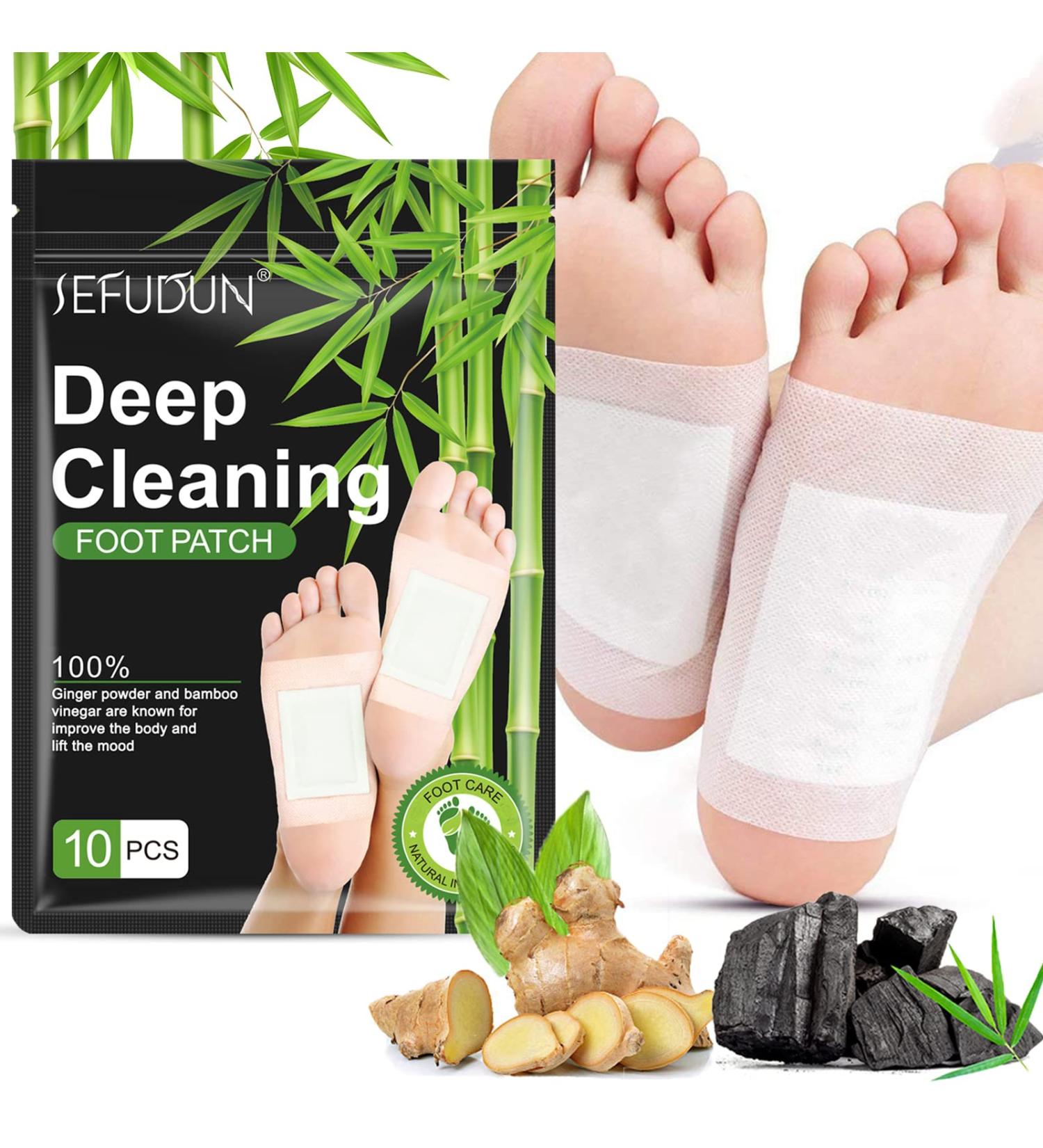 10PCS Deep Cleansing Foot Pads - Detox & Relaxation with Natural Bamboo Vinegar - Foot & Body Care - Buy Online on SooperMarket.com