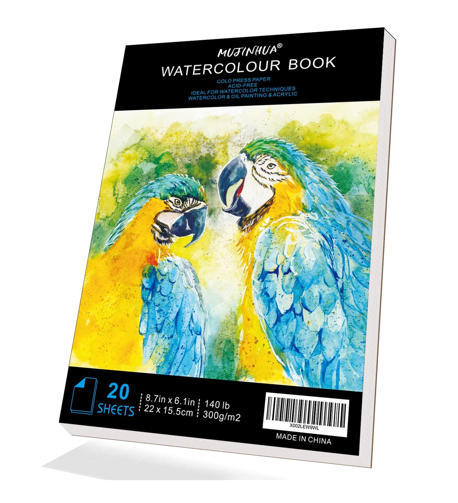 MUJINHUA Watercolor Paper 140lb 6.1X8.7 - 20 Sheets, Cold-Pressed, Acid-Free | Ideal for Watercolor Painting, Wet Media, Sketchbook | Textured Paper for Kids & Beginners - Buy Online on SooperMarket.com