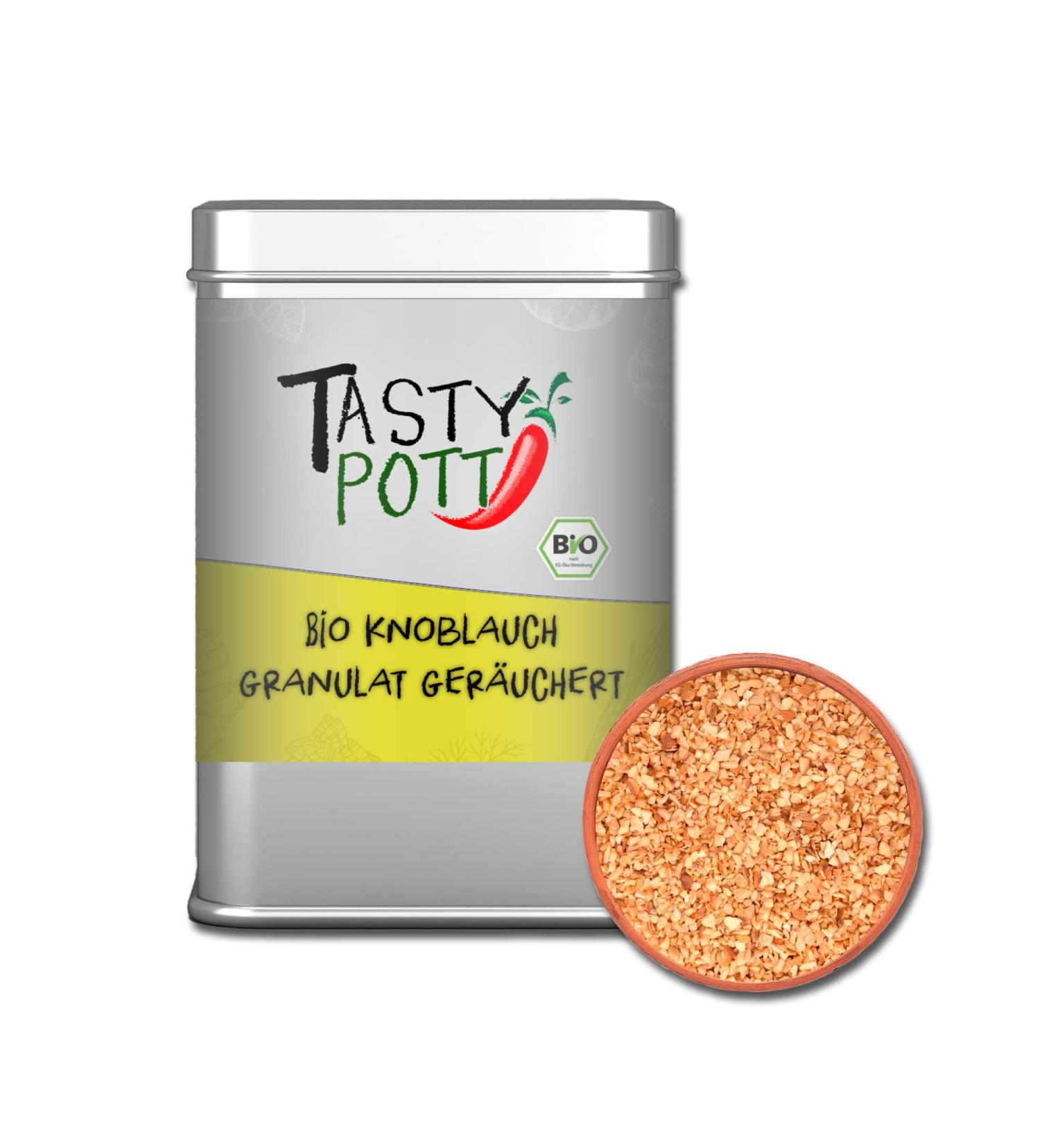 Tasty Pott Organic Smoked Garlic Granules - 100g Beech Smoke Seasoning - Flavorful Spice Jar for Cooking - Buy Online on SooperMarket.com
