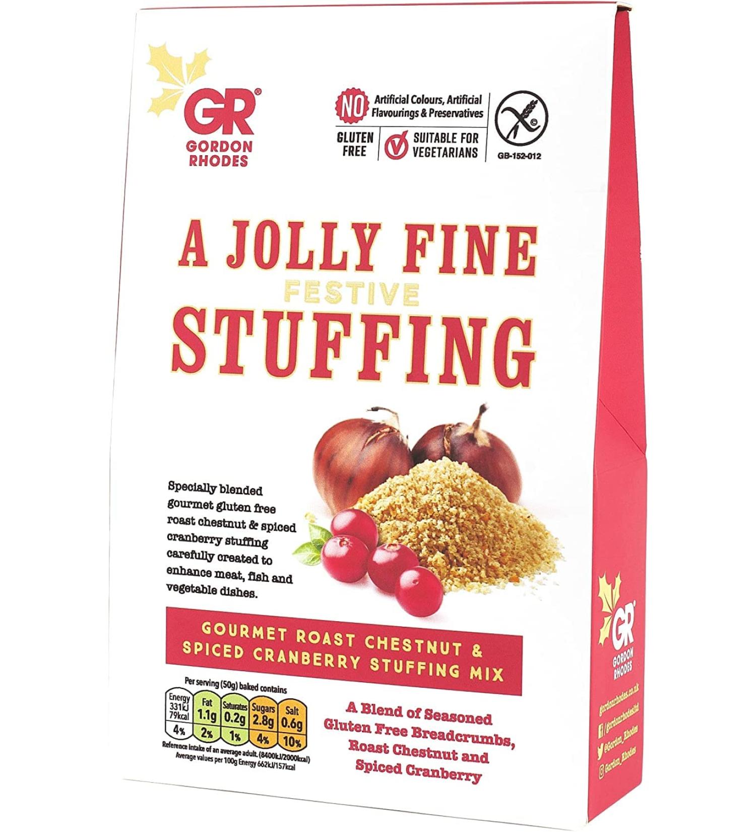 Jolly Fine Festive Gluten Free Gourmet Roast Chestnut & Spiced Cranberry Stuffing Mix