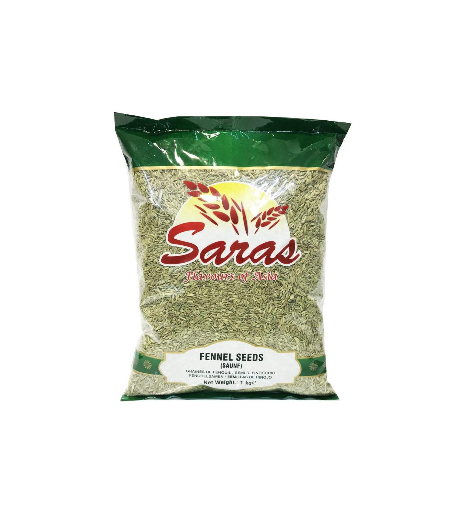 Saras Fennel Seeds Whole / Soonf ( Saunf) / Add Fragrance to Dishes / Health Benefits / Healthy Digestion / 100% Fine Quality Ingredient / Herbs & Spices 1Kg