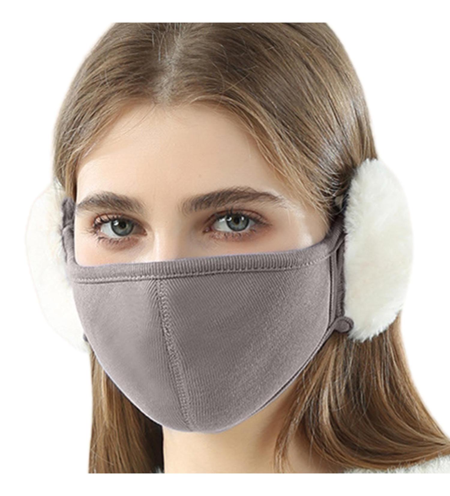 Visiblurry Kawaii Cloud Shape Face Cover | Plush Rabbit Fur Ear Warmer & Slim Winter Protection - Buy Online on SooperMarket.com