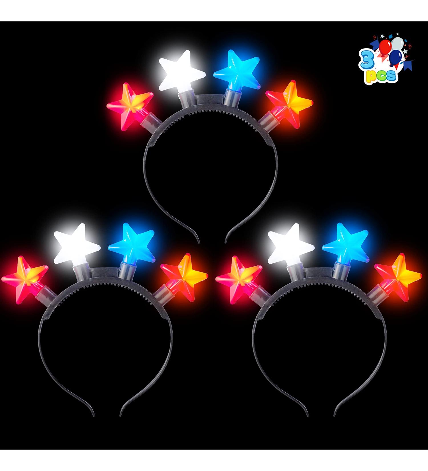 JOYIN 3 Pcs Patriotic LED Headbands - Light Up American Flag Star Headband for 4th of July - Red Blue White Accessories for Women Men - Buy Online on SooperMarket.com